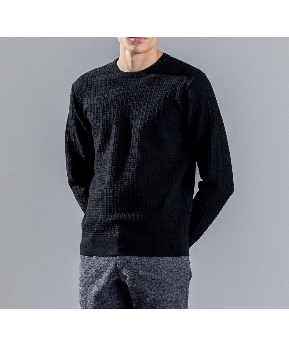 【ジョゼフ オム/JOSEPH HOMME / MEN】の【イージーケア】 ヴィスコースリンクス クルーネックニット インテリア・キッズ・メンズ・レディースファッション・服の通販 founy(ファニー) 　ファッション　Fashion　メンズファッション　Fashion for Men　トップス・カットソー　Cut & Sew Tops　ニット・セーター / 定番トップス　Knit Tops & Sweaters　シンプル　Simple, Minimal　セーター　Sweater, Knitwear　フィット　Fit, Slim Fit　メランジ　Melange, Mixed Yarn　レギュラー　Regular, Standard Fit　ロング　Long, Long-Length　A/W・秋冬　Autumn/Winter　長袖　Long Sleeve, Full Sleeve　ブラック系|ID: prp329100004871678 ipo3291000000036322479