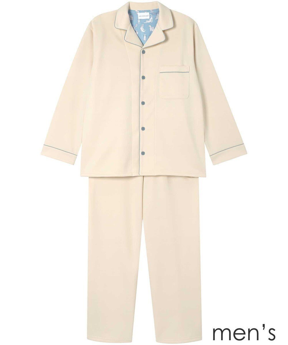 【ウンナナクール/une nana cool / MEN】の【綿混】ハイゲージダブルエアー メンズ長袖開襟 MADE WITH LIBERTY FABRIC インテリア・キッズ・メンズ・レディースファッション・服の通販 founy(ファニー) 　ファッション　Fashion　メンズファッション　Fashion for Men　秋　Autumn　長袖　Long Sleeve, Full Sleeve　バランス　Balance, Style Balance　パイピング　Piping, Trim Design　パジャマ　Pajamas, Sleepwear　プリント　Print, Printed Pattern　ボトム　Bottoms, Lower Wear　ポケット　Pocket, Pocket Detail　メンズ　Men's, Menswear　リラックス　Relax, Relaxed Fit　おすすめ　Recommended / Our Picks　クリーム|ID: prp329100004871691 ipo3291000000036322522