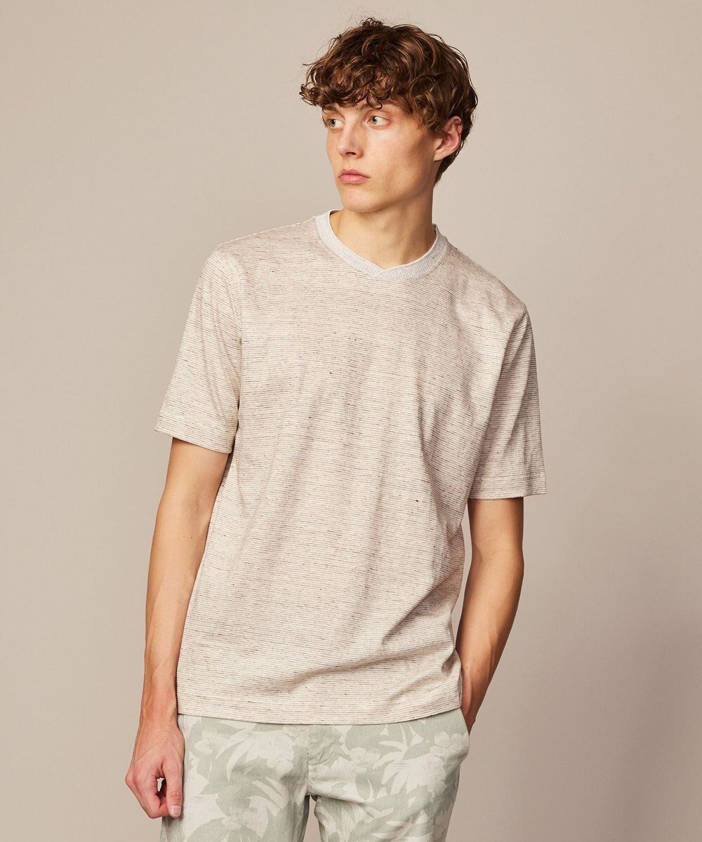 【ジョセフ アブード/JOSEPH ABBOUD / MEN】の【リネン素材/清涼感/吸水速乾】リネン天竺ボーダー Tシャツ 人気、トレンドファッション・服の通販 founy(ファニー) 　ファッション　Fashion　メンズファッション　Fashion for Men　トップス・カットソー　Cut & Sew Tops　メンズシャツ　Shirts　カットソー　Cut and Sewn Top　シンプル　Simple, Minimal　フランス　France, French　ボーダー　Border, Stripe　リネン　Linen, Linen Fabric　吸水　Absorbent, Quick-Dry　夏　Summer　春　Spring　S/S・春夏　SS, Spring/Summer, Warm Season　 other-1|ID: prp329100004871703 ipo3291000000036322570