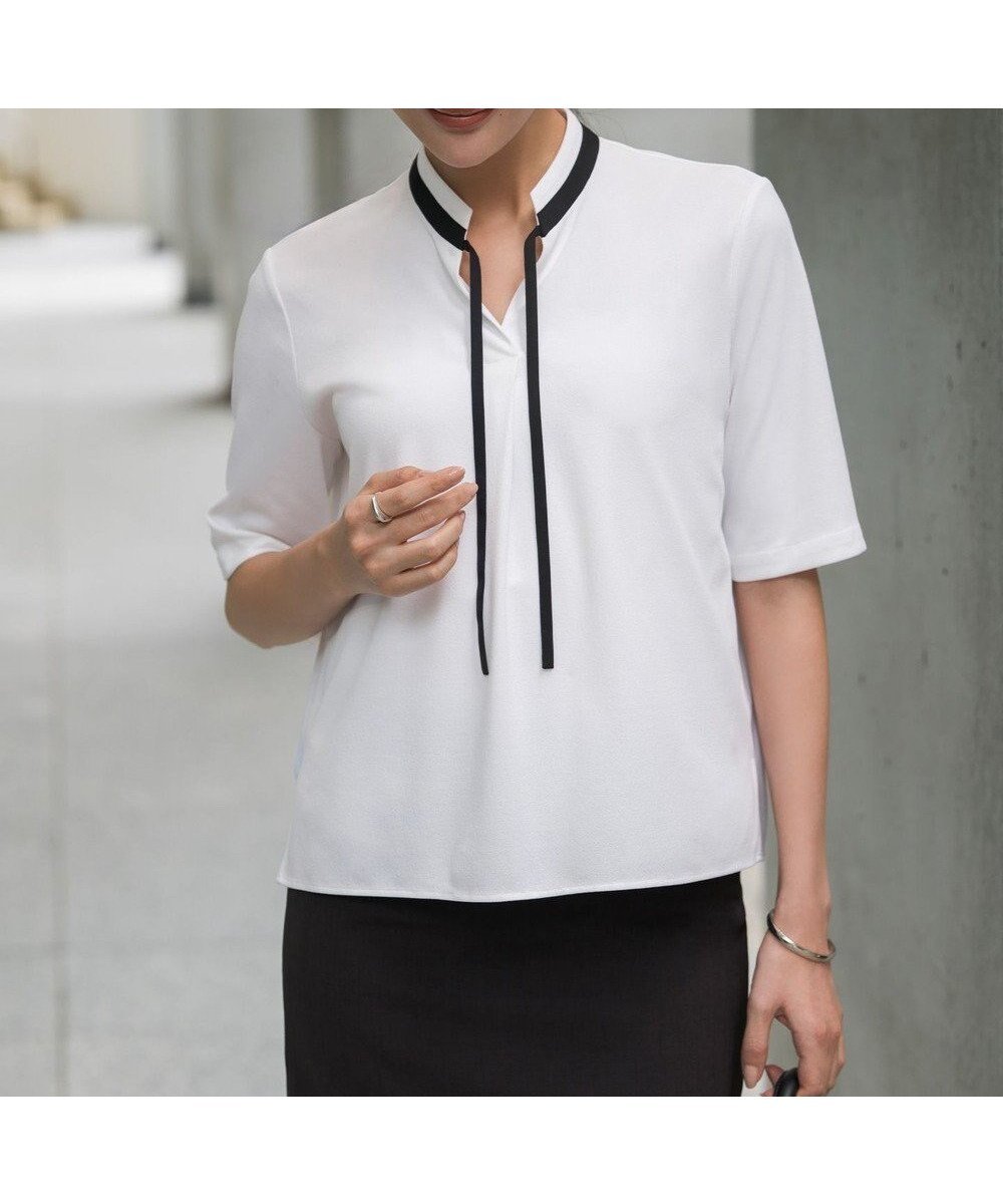 【アイシービー/iCB】の【先行予約】 スパンプラチナムジョーゼット ナロータイカットソー インテリア・キッズ・メンズ・レディースファッション・服の通販 founy(ファニー) ファッション Fashion レディースファッション Fashion for Women トップス・カットソー Cut & Sew Tops シャツ・ブラウス・オフィスカジュアル Elegant Blouses & Button-Ups ロングTシャツ・Tシャツ Longline T-Shirts & Tees カットソー・ベーシックTシャツ Cut-and-Sewn Tops / Stretch Tees & Basics 2026年 2026 インナー Innerwear カットソー Cut and Sewn Top ジャケット Jacket, Outerwear ジョーゼット Georgette, Semi-Sheer Fabric ドレープ Drape, Draping Fabric エレガント 上品 Elegant 夏 Summer 春 Spring S/S・春夏 SS, Spring/Summer, Warm Season オフホワイト|ID: prp329100004871790 ipo3291000000036322916