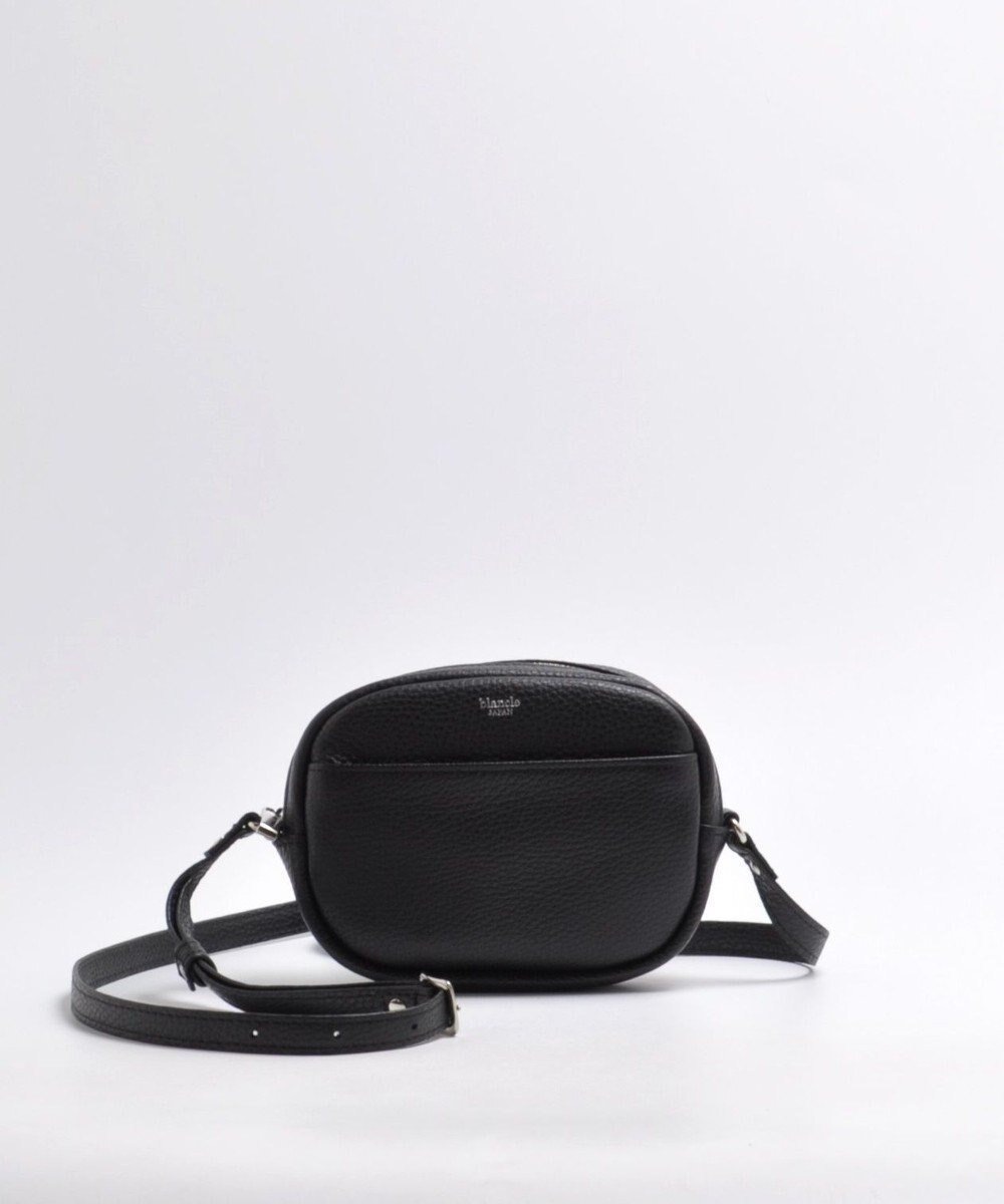 【ブランクレ/blancle】のシュリンクレザー ラウンドショルダーバッグ インテリア・キッズ・メンズ・レディースファッション・服の通販 founy(ファニー) 　ファッション　Fashion　レディースファッション　Fashion for Women　バッグ　Bags　イタリア　Italy　コンパクト　Compact, Small Size　シンプル　Simple, Minimal　財布　Wallet, Purse　フォルム　Silhouette, Form　フロント　Front, Front Design　ポケット　Pocket, Pocket Detail　ポシェット　Pochette, Mini Bag　ラウンド　Round, Round Neck　エレガント 上品　Elegant　BLACK|ID: prp329100004871802 ipo3291000000036322958