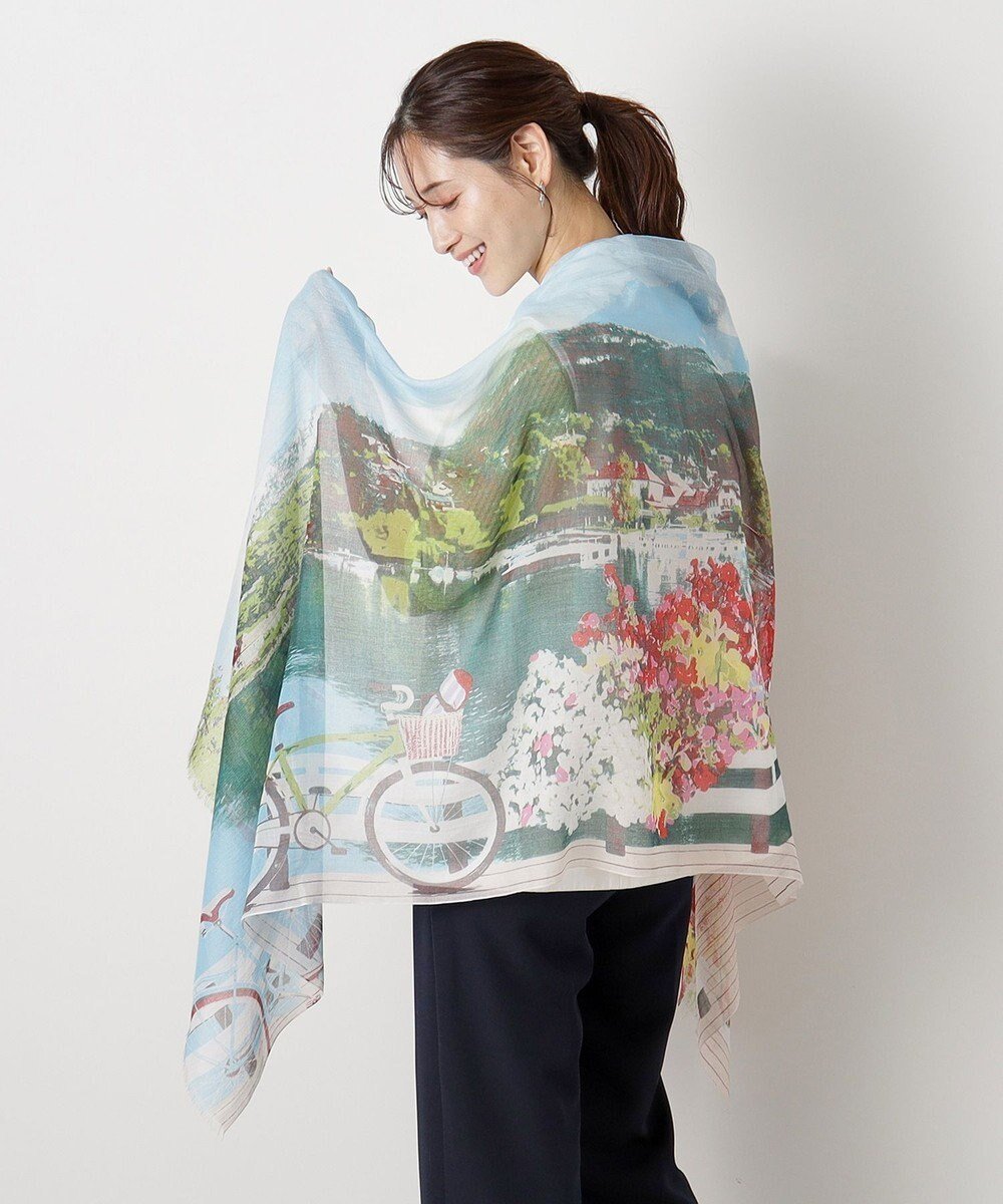 【ムーンバット/MOONBAT】のハナト (Hanato) シルクコットンストール レイクサイド 197cm×70cm インテリア・キッズ・メンズ・レディースファッション・服の通販 founy(ファニー) 　ファッション　Fashion　レディースファッション　Fashion for Women　カラフル　Colorful Design　ショール　Shawl, Wrap　シルク　Silk, 100% Silk　ストール　Stole, Wrap　夏　Summer　春　Spring　S/S・春夏　SS, Spring/Summer, Warm Season　サックスブルー|ID: prp329100004871980 ipo3291000000036326785