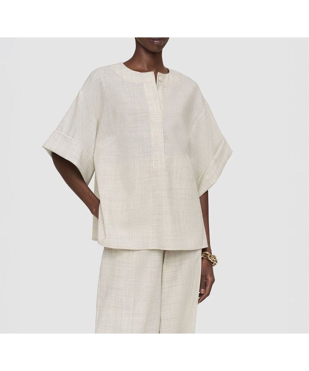 【ジョゼフ/JOSEPH】のライトウール ブラウス 人気、トレンドファッション・服の通販 founy(ファニー) 　ファッション　Fashion　レディースファッション　Fashion for Women　トップス・カットソー　Cut & Sew Tops　シャツ・ブラウス・オフィスカジュアル　Elegant Blouses & Button-Ups　スリーブ　Sleeve, Long Sleeve / Short Sleeve　フィット　Fit, Slim Fit　ラウンド　Round, Round Neck　夏　Summer　春　Spring　S/S・春夏　SS, Spring/Summer, Warm Season　 other-1|ID: prp329100004872005 ipo3291000000036326915