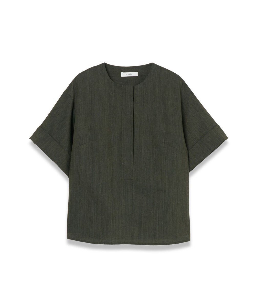 【ジョゼフ/JOSEPH】のライトウール ブラウス インテリア・キッズ・メンズ・レディースファッション・服の通販 founy(ファニー) 　ファッション　Fashion　レディースファッション　Fashion for Women　トップス・カットソー　Cut & Sew Tops　シャツ・ブラウス・オフィスカジュアル　Elegant Blouses & Button-Ups　スリーブ　Sleeve, Long Sleeve / Short Sleeve　フィット　Fit, Slim Fit　ラウンド　Round, Round Neck　夏　Summer　春　Spring　S/S・春夏　SS, Spring/Summer, Warm Season　Palm Leaf Melange|ID: prp329100004872005 ipo3291000000036326917