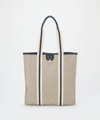 【トプカピ/TOPKAPI】の【TREASURE TOPKAPI】レザーコンビ ストライプハンドル スリム トートバッグ A4 / 軽量 ネイビー|ID: prp329100004872027 ipo3291000000036327036