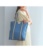 【トプカピ/TOPKAPI】の【TREASURE TOPKAPI】レザーコンビ ストライプハンドル スリム トートバッグ A4 / 軽量 ブルー|ID: prp329100004872027 ipo3291000000036327037