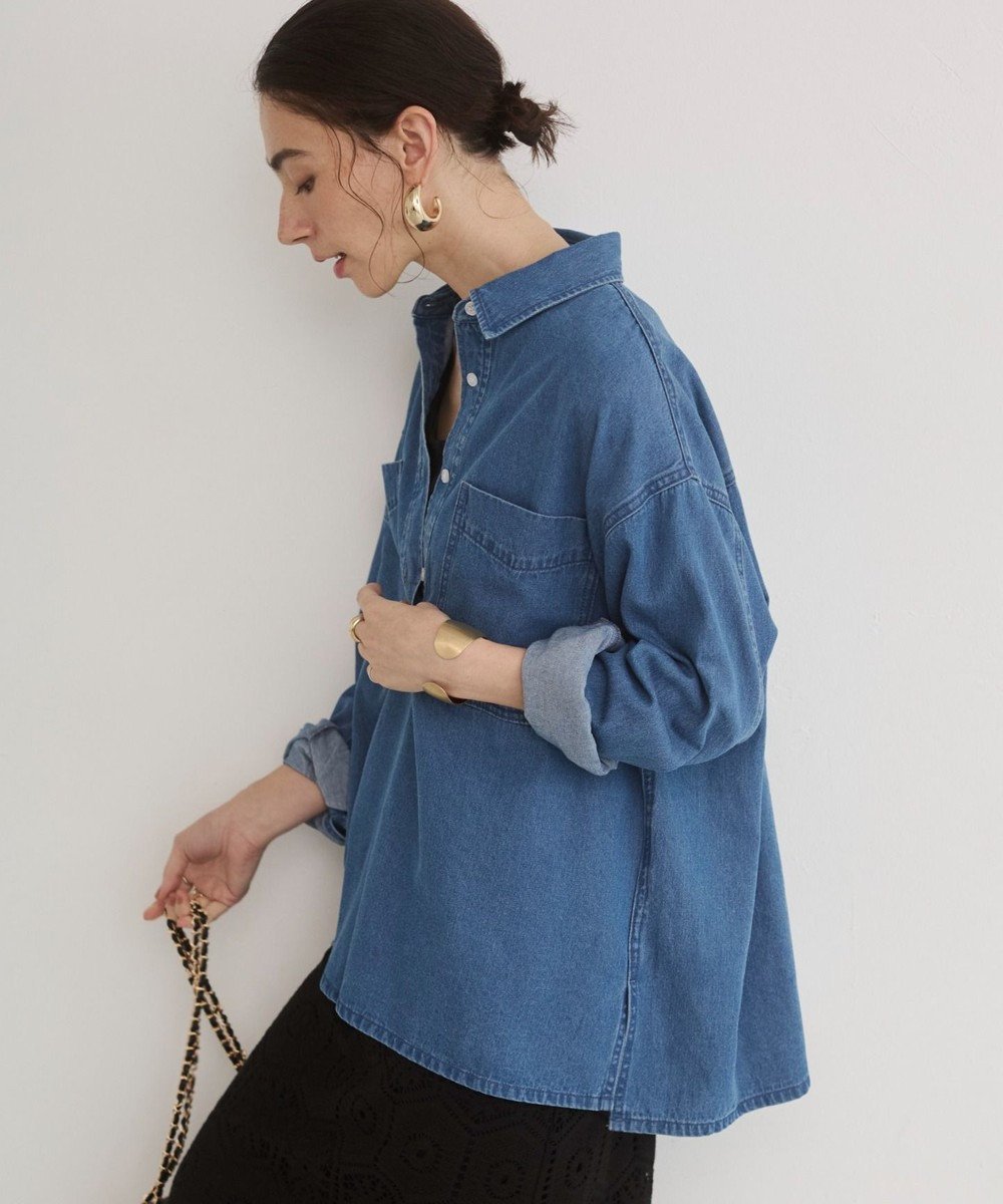 【ウィゴー/WEGO】の【ANGIE VINTAGE】襟が選べる デニム プルオーバー シャツ(バンドカラー/レギュラー) インテリア・キッズ・メンズ・レディースファッション・服の通販 founy(ファニー) ファッション Fashion レディースファッション Fashion for Women トップス・カットソー Cut & Sew Tops シャツ・ブラウス・オフィスカジュアル Elegant Blouses & Button-Ups カジュアルプルオーバー・ニットトップス Pullovers & Knit Tops / Casual Pullovers インナー Innerwear 洗える Machine Washable 今季 This Season, Current Season スラックス Slacks, Dress Pants スリット Slit, Slit Detail チュニック Tunic, Long Top デニム Denim, Jeans Material トレンド Trend, Trending Now バランス Balance, Style Balance ベーシック Basic, Essential ポケット Pocket, Pocket Detail ミックス Mix, Mixed Style レギュラー Regular, Standard Fit A/W・秋冬 Autumn/Winter おすすめ Recommended / Our Picks ブルーその他|ID: prp329100004872054 ipo3291000000036327270