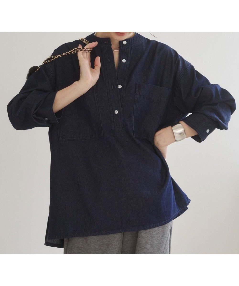 【ウィゴー/WEGO】の【ANGIE VINTAGE】襟が選べる デニム プルオーバー シャツ(バンドカラー/レギュラー) インテリア・キッズ・メンズ・レディースファッション・服の通販 founy(ファニー) ファッション Fashion レディースファッション Fashion for Women トップス・カットソー Cut & Sew Tops シャツ・ブラウス・オフィスカジュアル Elegant Blouses & Button-Ups カジュアルプルオーバー・ニットトップス Pullovers & Knit Tops / Casual Pullovers インナー Innerwear 洗える Machine Washable 今季 This Season, Current Season スラックス Slacks, Dress Pants スリット Slit, Slit Detail チュニック Tunic, Long Top デニム Denim, Jeans Material トレンド Trend, Trending Now バランス Balance, Style Balance ベーシック Basic, Essential ポケット Pocket, Pocket Detail ミックス Mix, Mixed Style レギュラー Regular, Standard Fit A/W・秋冬 Autumn/Winter おすすめ Recommended / Our Picks ネイビー|ID: prp329100004872054 ipo3291000000036327274