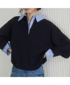 【ウィゴー/WEGO】の【ANGIE VINTAGE】シャツ襟 ドッキング フェイクレイヤード ニット トップス 人気、トレンドファッション・服の通販 founy(ファニー) ファッション Fashion レディースファッション Fashion for Women トップス・カットソー Cut & Sew Tops ニット Knit Tops & Sweaters シャツ・ブラウス・オフィスカジュアル Elegant Blouses & Button-Ups カフス Cuff Design クラシック Classic, Timeless Style セーター Sweater, Knitwear デニム Denim, Jeans Material トレンド Trend, Trending Now ドッキング Docking, Mixed Material バランス Balance, Style Balance フェミニン Feminine, Girly ベーシック Basic, Essential ボーダー Border, Stripe ポケット Pocket, Pocket Detail ポロシャツ Polo Shirt, Collared Tee ミックス Mix, Mixed Style A/W・秋冬 Autumn/Winter thumbnail ネイビー|ID: prp329100004872055 ipo3291000000036327281