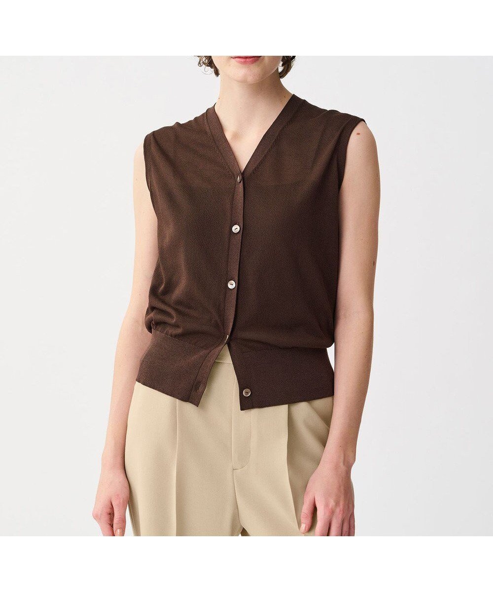 【アンクレイヴ/uncrave】のシアーニット ノースリーブベスト インテリア・キッズ・メンズ・レディースファッション・服の通販 founy(ファニー) ファッション Fashion レディースファッション Fashion for Women アウター Coat / Outerwear Collection トップス・カットソー Cut & Sew Tops ニット Knit Tops & Sweaters キャミソール&ノースリーブ Camisoles & Sleeveless Tops ベスト&ジレ / 重ね着スタイル Vests & Gilets カーディガン Cardigan, Knitwear ノースリーブ Sleeveless, No-Sleeve ベスト Vest, Waistcoat 夏 Summer 春 Spring S/S・春夏 SS, Spring/Summer, Warm Season ブラウン|ID: prp329100004872278 ipo3291000000036337701