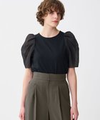 【アンクレイヴ/uncrave】のダブルフェイスジャージー オーガンジーコンビトップス 人気、トレンドファッション・服の通販 founy(ファニー) ファッション Fashion レディースファッション Fashion for Women トップス・カットソー Cut & Sew Tops シャツ・ブラウス・オフィスカジュアル Elegant Blouses & Button-Ups ロングTシャツ・Tシャツ Longline T-Shirts & Tees カットソー・ベーシックTシャツ Cut-and-Sewn Tops / Stretch Tees & Basics 春 Spring カットソー Cut and Sewn Top シアー Sheer, See-Through シルケット Silket, Silky Cotton スリット Slit, Slit Detail S/S・春夏 SS, Spring/Summer, Warm Season 夏 Summer thumbnail ブラック|ID: prp329100004872281 ipo3291000000036337712