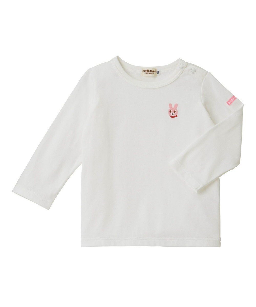 【ミキハウスホットビスケッツ/MIKI HOUSE HOT BISCUITS / KIDS】の【70-140cm】 ワンポイント長袖Tシャツ インテリア・キッズ・メンズ・レディースファッション・服の通販 founy(ファニー) 　ファッション　Fashion　キッズファッション　Fashion for Kids　トップス・カットソー　Cut & Sew Tops　おすすめ　Recommended / Our Picks　カットソー　Cut and Sewn Top　ワンポイント　One Point, Statement Accent　夏　Summer　S/S・春夏　SS, Spring/Summer, Warm Season　A/W・秋冬　Autumn/Winter　長袖　Long Sleeve, Full Sleeve　白|ID: prp329100004872308 ipo3291000000036337815