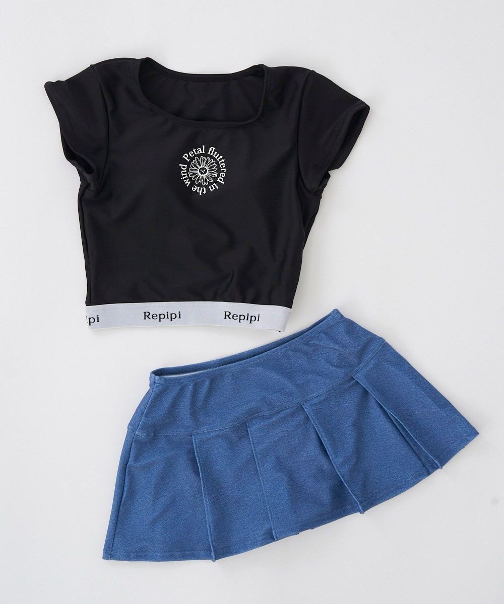 【その他のブランド/Other】の【repipi armario】短丈セパレート水着 インテリア・キッズ・メンズ・レディースファッション・服の通販 founy(ファニー) 　ファッション　Fashion　キッズファッション　Fashion for Kids　セパレート　Separate, Two-Piece　トレンド　Trend, Trending Now　プリーツ　Pleats, Pleated　ベーシック　Basic, Essential　夏　Summer　春　Spring　S/S・春夏　SS, Spring/Summer, Warm Season　水着　Swimsuit, Swimwear　ブラック|ID: prp329100004872322 ipo3291000000036337851