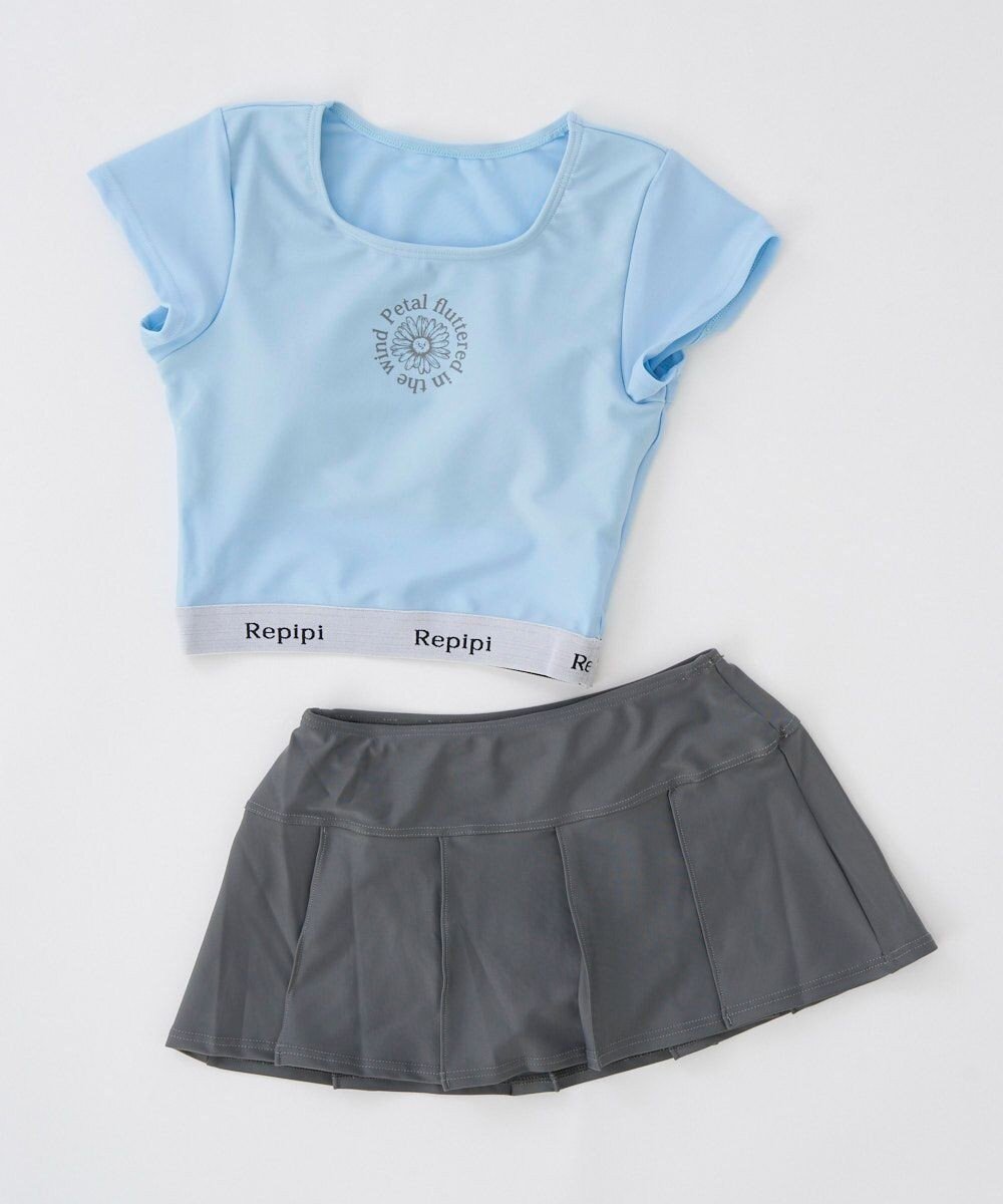 【その他のブランド/Other】の【repipi armario】短丈セパレート水着 インテリア・キッズ・メンズ・レディースファッション・服の通販 founy(ファニー) 　ファッション　Fashion　キッズファッション　Fashion for Kids　セパレート　Separate, Two-Piece　トレンド　Trend, Trending Now　プリーツ　Pleats, Pleated　ベーシック　Basic, Essential　夏　Summer　春　Spring　S/S・春夏　SS, Spring/Summer, Warm Season　水着　Swimsuit, Swimwear　サックス|ID: prp329100004872322 ipo3291000000036337852