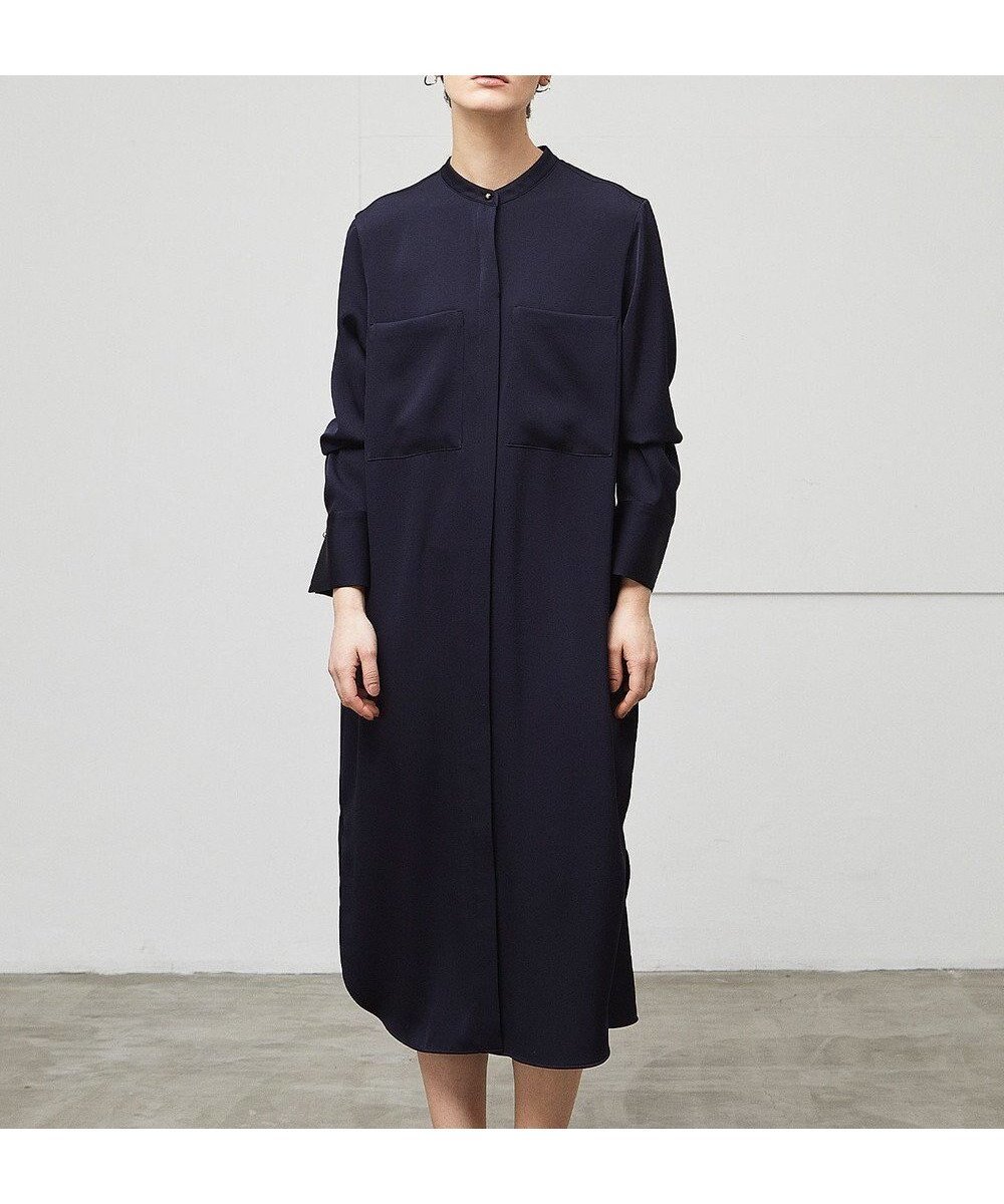 【ベイジ,/BEIGE,】の【洗える】FLEUR / シャツドレス インテリア・キッズ・メンズ・レディースファッション・服の通販 founy(ファニー) 　ファッション　Fashion　レディースファッション　Fashion for Women　ワンピース　Dresses　フォーマル・パーティードレス・結婚式用ドレス　Elegant & Casual Dresses　とろみ　Fluid, Flowy Fabric　アンダー　Underwear Essentials　インナー　Innerwear　カフス　Cuff Design　サテン　Satin, Glossy Fabric　シンプル　Simple, Minimal　ドレス　Dress, One-Piece　ハイネック　High Neck, Mock Neck　ポケット　Pocket, Pocket Detail　メタル　Metal, Metal Parts　ロング　Long, Long-Length　エレガント 上品　Elegant　人気　Popular, Best Seller　ビジネス 仕事 通勤　Business / Work / Commuting　夏　Summer　S/S・春夏　SS, Spring/Summer, Warm Season　洗える　Machine Washable　A/W・秋冬　Autumn/Winter　Navy|ID: prp329100004872348 ipo3291000000036337949