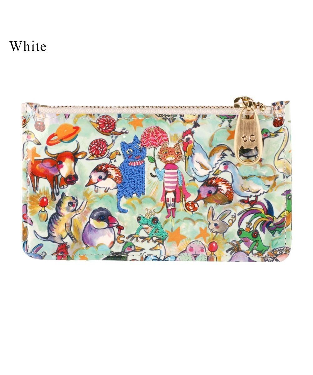【ツモリチサト キャリー/tsumori chisato CARRY】の森のどうぶつたち フラグメントケース マルチケース 【キャッシュレスに最適】 インテリア・キッズ・メンズ・レディースファッション・服の通販 founy(ファニー) 　ファッション　Fashion　レディースファッション　Fashion for Women　ミニ財布・二つ折り財布　Wallets & Card Cases　バランス　Balance, Style Balance　プリント　Print, Printed Pattern　財布　Wallet, Purse　ホワイト|ID: prp329100004872362 ipo3291000000036338021