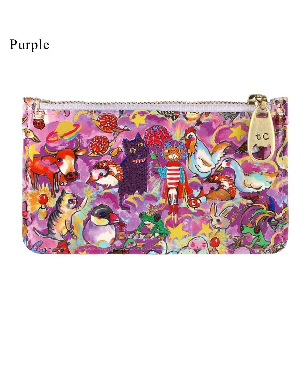 【ツモリチサト キャリー/tsumori chisato CARRY】の森のどうぶつたち フラグメントケース マルチケース 【キャッシュレスに最適】 インテリア・キッズ・メンズ・レディースファッション・服の通販 founy(ファニー) 　ファッション　Fashion　レディースファッション　Fashion for Women　ミニ財布・二つ折り財布　Wallets & Card Cases　バランス　Balance, Style Balance　プリント　Print, Printed Pattern　財布　Wallet, Purse　パープル|ID: prp329100004872362 ipo3291000000036338022