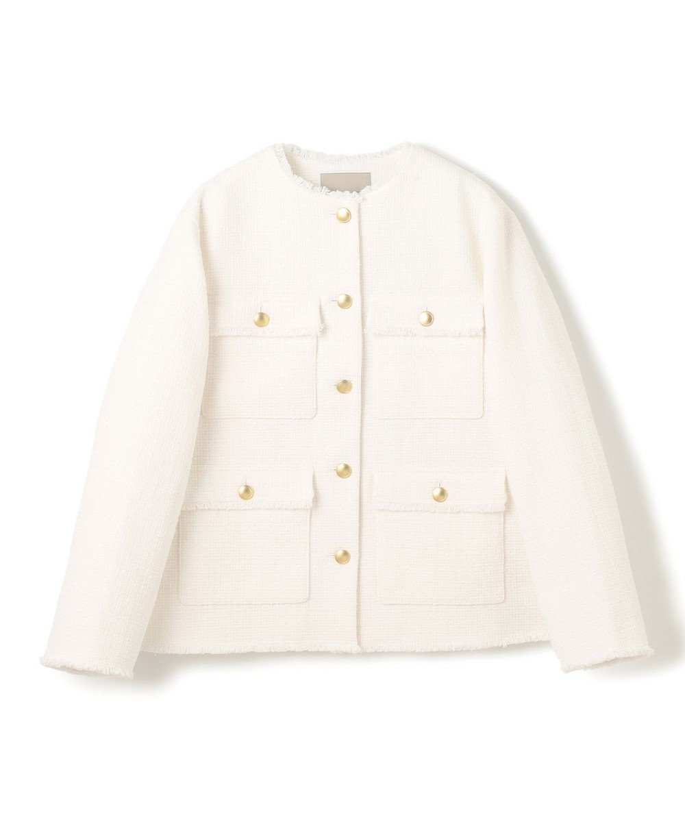 【アンフィーロ 自由区/UNFILO】のツイード ジャケット インテリア・キッズ・メンズ・レディースファッション・服の通販 founy(ファニー) 　ファッション　Fashion　レディースファッション　Fashion for Women　アウター　Coat / Outerwear Collection　レディースジャケット・軽アウター　Jackets　ノーカラージャケット / シンプル上品コーデ　Collarless Jackets　ジャケット　Jacket, Outerwear　セレモニー　Ceremony　ツイード　Twill, Twill Weave　デニム　Denim, Jeans Material　トレンド　Trend, Trending Now　夏　Summer　S/S・春夏　SS, Spring/Summer, Warm Season　A/W・秋冬　Autumn/Winter　エクリュ|ID: prp329100004874378 ipo3291000000036357316