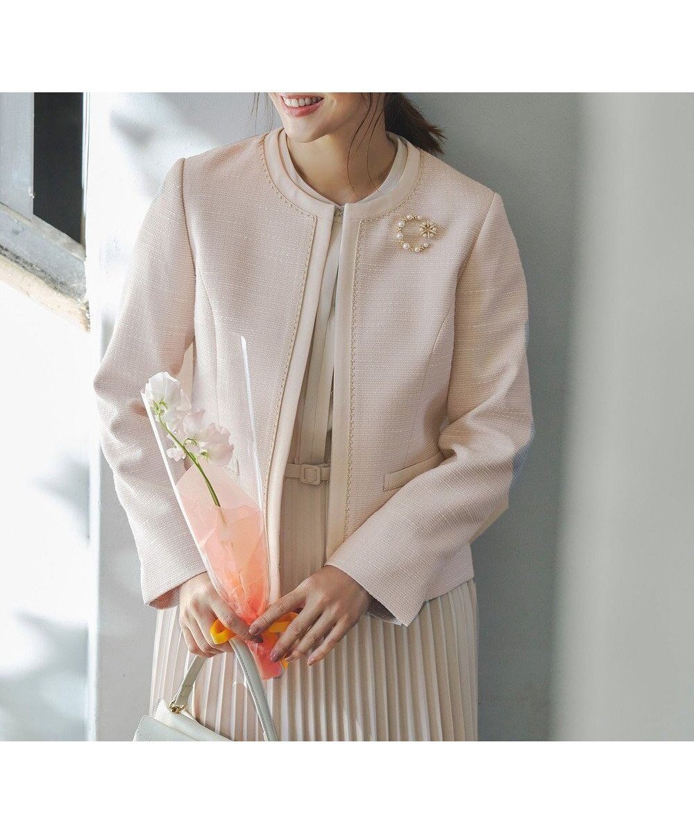 【エニィ スィス/any SiS】のリップルボーダーストレッチ ジャケット インテリア・キッズ・メンズ・レディースファッション・服の通販 founy(ファニー) 　ファッション　Fashion　レディースファッション　Fashion for Women　アウター　Coat / Outerwear Collection　レディースジャケット・軽アウター　Jackets　ノーカラージャケット / シンプル上品コーデ　Collarless Jackets　春　Spring　ジャケット　Jacket, Outerwear　ストレッチ　Stretch, Stretchy Fabric　スリット　Slit, Slit Detail　ツイード　Twill, Twill Weave　定番　Standard, Basic Item　プレート　Plate, Dish　ボーダー　Border, Stripe　ポケット　Pocket, Pocket Detail　S/S・春夏　SS, Spring/Summer, Warm Season　夏　Summer　エレガント 上品　Elegant　セレモニー　Ceremony　新作・新入荷　New Arrivals / New In　ベージュシャンブレー|ID: prp329100004877067 ipo3291000000036379265