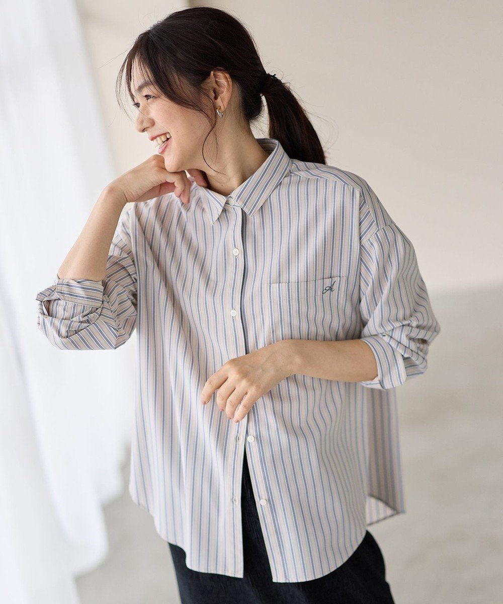 【エニー/ANY】のオーバーサイズシャツ インテリア・キッズ・メンズ・レディースファッション・服の通販 founy(ファニー) 　ファッション　Fashion　レディースファッション　Fashion for Women　トップス・カットソー　Cut & Sew Tops　シャツ・ブラウス・オフィスカジュアル　Elegant Blouses & Button-Ups　インナー　Innerwear　抗菌　Antibacterial, Bacteria-Resistant　ストライプ　Stripe, Striped Pattern　スマホ　Smartphone, Mobile Device　スラックス　Slacks, Dress Pants　タンク　Tank Top, Sleeveless Top　デニム　Denim, Jeans Material　定番　Standard, Basic Item　ベスト　Vest, Waistcoat　羽織　Haori, Light Jacket　A/W・秋冬　Autumn/Winter　再入荷　Restock / Back in Stock　ベージュストライプ|ID: prp329100004877079 ipo3291000000036379708