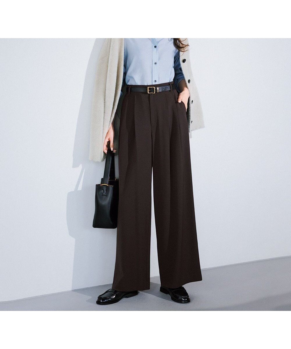 【アンフィーロ 自由区/UNFILO】のマイビューティ タックワイドパンツ インテリア・キッズ・メンズ・レディースファッション・服の通販 founy(ファニー) 　ファッション　Fashion　レディースファッション　Fashion for Women　パンツ　Pants & Trousers　ストレッチ　Stretch, Stretchy Fabric　スラックス　Slacks, Dress Pants　セットアップ　Set-Up, Coordinated Outfit　フランス　France, French　ポケット　Pocket, Pocket Detail　マニッシュ　Mannish, Boyish　楽ちん　Easy Fit, Comfortable　ワイド　Wide, Wide Fit　A/W・秋冬　Autumn/Winter　ブラウン|ID: prp329100004877109 ipo3291000000036379966