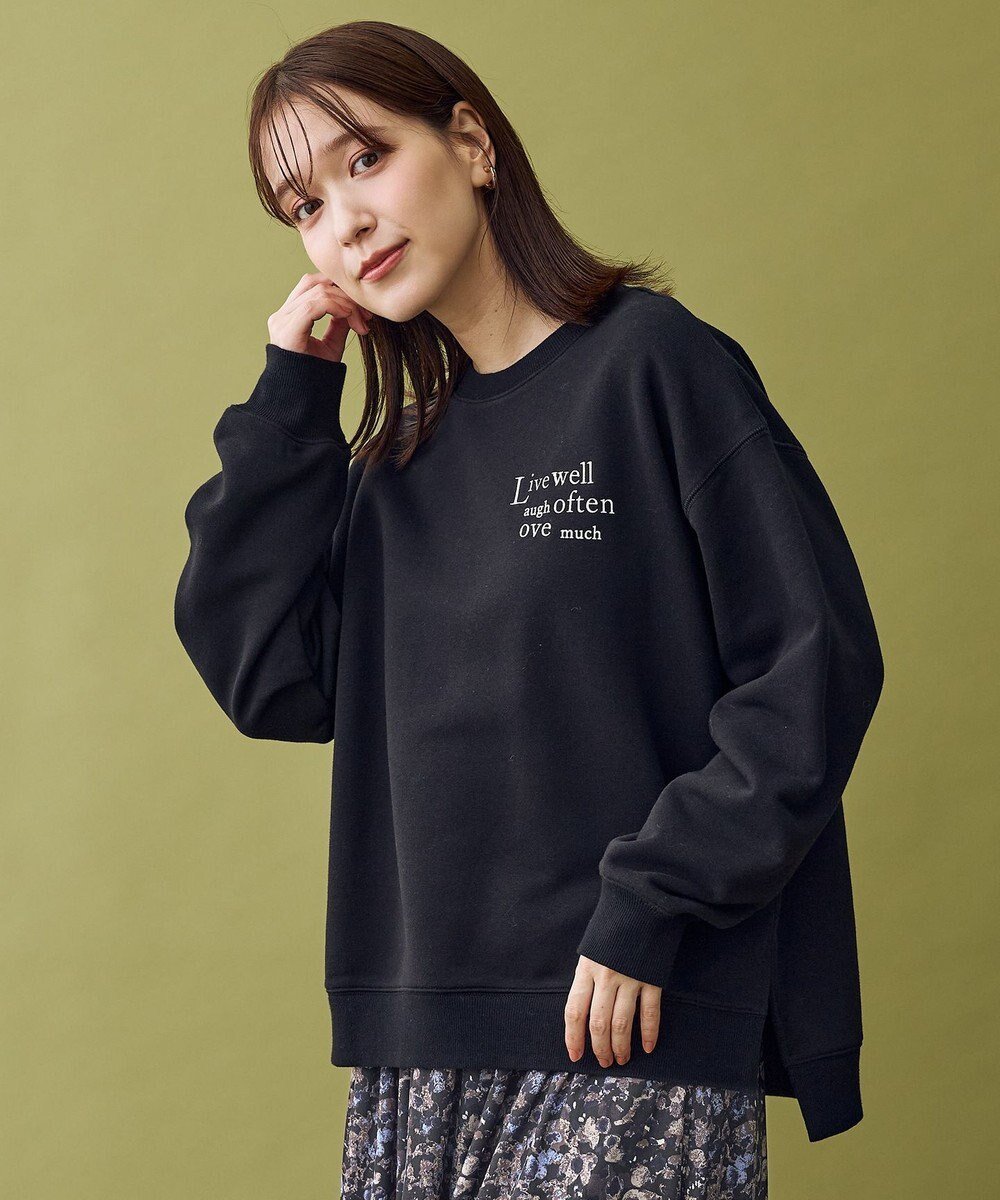 【エニー/ANY】のロゴスウェット インテリア・キッズ・メンズ・レディースファッション・服の通販 founy(ファニー) 　ファッション　Fashion　レディースファッション　Fashion for Women　トップス・カットソー　Cut & Sew Tops　レディースパーカー・カジュアルフーディー　Casual Hoodies & Sweatshirts　スウェット・クルーネックトップス　Sweatshirts & Crewnecks / Relaxed Fit Sweat Tops　洗える　Machine Washable　吸水　Absorbent, Quick-Dry　シンプル　Simple, Minimal　スウェット / スエット　Sweatshirt, Sweatwear　スラックス　Slacks, Dress Pants　デニム　Denim, Jeans Material　ロング　Long, Long-Length　A/W・秋冬　Autumn/Winter　おすすめ　Recommended / Our Picks　ブラック|ID: prp329100004877125 ipo3291000000036380084