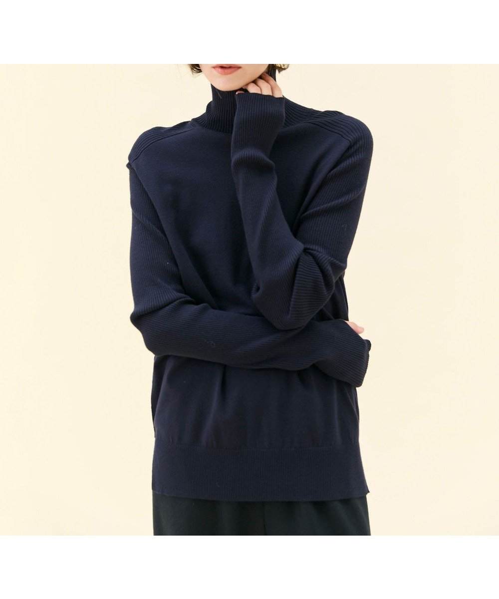 【ベイジ,/BEIGE,】の【洗える】WILLOW / サムホールハイネックニット インテリア・キッズ・メンズ・レディースファッション・服の通販 founy(ファニー) 　ファッション　Fashion　レディースファッション　Fashion for Women　トップス・カットソー　Cut & Sew Tops　ニット　Knit Tops & Sweaters　おすすめ　Recommended / Our Picks　シンプル　Simple, Minimal　ストレッチ　Stretch, Stretchy Fabric　スリット　Slit, Slit Detail　セーター　Sweater, Knitwear　タイトスカート　Pencil Skirt, Tight Skirt　タートル　Turtleneck, Turtle Collar　ハイネック　High Neck, Mock Neck　ロング　Long, Long-Length　ワイド　Wide, Wide Fit　人気　Popular, Best Seller　洗える　Machine Washable　A/W・秋冬　Autumn/Winter　Navy|ID: prp329100004877169 ipo3291000000036380828