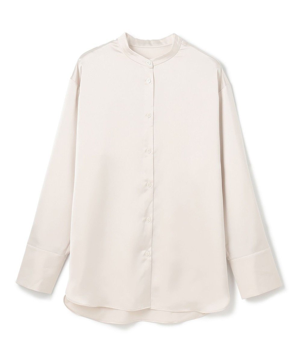 【アンフィーロ 自由区/UNFILO】のサテン バンドカラーシャツ インテリア・キッズ・メンズ・レディースファッション・服の通販 founy(ファニー) 　ファッション　Fashion　レディースファッション　Fashion for Women　トップス・カットソー　Cut & Sew Tops　シャツ・ブラウス・オフィスカジュアル　Elegant Blouses & Button-Ups　おすすめ　Recommended / Our Picks　カフス　Cuff Design　サテン　Satin, Glossy Fabric　シルク　Silk, 100% Silk　ストレッチ　Stretch, Stretchy Fabric　ドレープ　Drape, Draping Fabric　A/W・秋冬　Autumn/Winter　羽織　Haori, Light Jacket　エクリュ|ID: prp329100004877404 ipo3291000000036383700