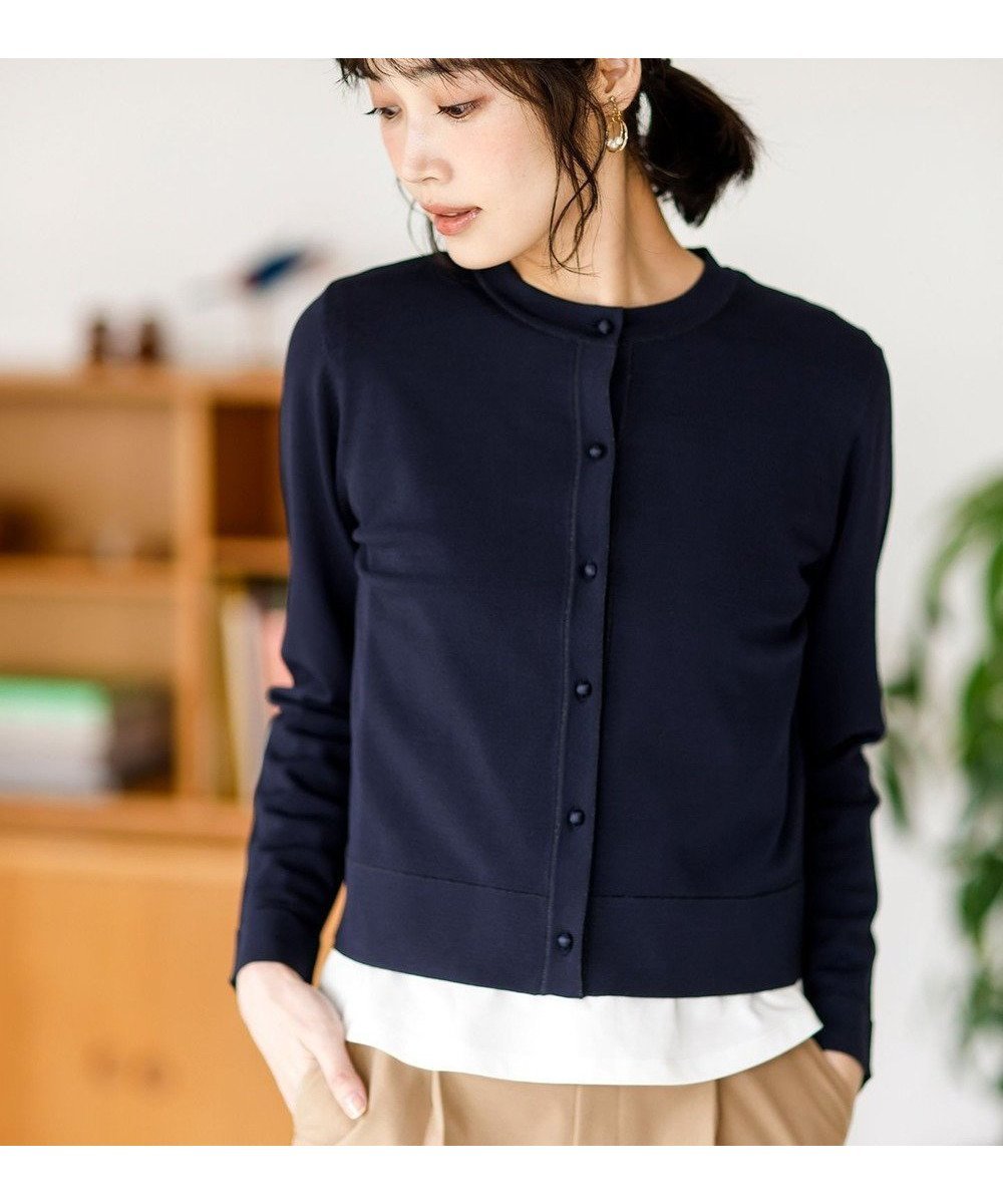 【エニィ スィス/any SiS】の【好印象ブライトニット】ラメライン カーディガン インテリア・キッズ・メンズ・レディースファッション・服の通販 founy(ファニー) 　ファッション　Fashion　レディースファッション　Fashion for Women　トップス・カットソー　Cut & Sew Tops　ニット　Knit Tops & Sweaters　カーディガン・羽織り　Layered Style Cardigans　おすすめ　Recommended / Our Picks　カーディガン　Cardigan, Knitwear　デニム　Denim, Jeans Material　レース　Lace, Lace Fabric　エレガント 上品　Elegant　夏　Summer　新作・新入荷　New Arrivals / New In　春　Spring　S/S・春夏　SS, Spring/Summer, Warm Season　ネイビー|ID: prp329100004877408 ipo3291000000036383728