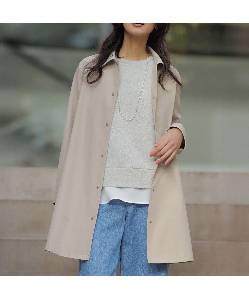 【ジェイ プレス/J.PRESS】のドライツイルストレッチ ステンカラー コート インテリア・キッズ・メンズ・レディースファッション・服の通販 founy(ファニー) 　ファッション　Fashion　レディースファッション　Fashion for Women　アウター　Coat / Outerwear Collection　コート・ロングコート・ピーコート　Long Coats, Peacoats & More　レディースジャケット・軽アウター　Jackets　インナー　Innerwear　春　Spring　ジャケット　Jacket, Outerwear　ストレッチ　Stretch, Stretchy Fabric　ドット　Polka Dot, Dot Pattern　フィット　Fit, Slim Fit　フロント　Front, Front Design　ロング　Long, Long-Length　S/S・春夏　SS, Spring/Summer, Warm Season　夏　Summer　エレガント 上品　Elegant　ベージュ系|ID: prp329100004877414 ipo3291000000036383763