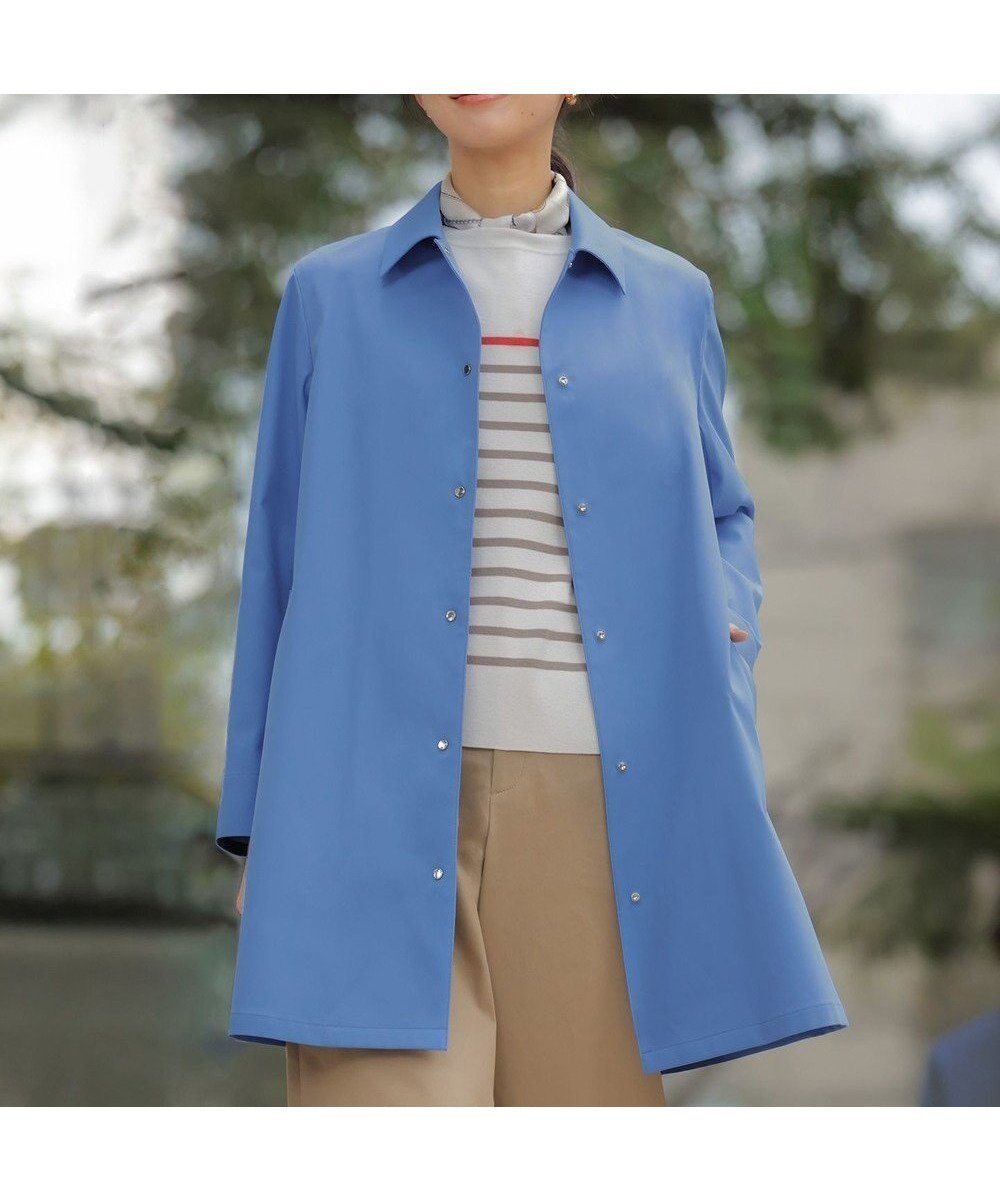 【ジェイ プレス/J.PRESS】のドライツイルストレッチ ステンカラー コート インテリア・キッズ・メンズ・レディースファッション・服の通販 founy(ファニー) 　ファッション　Fashion　レディースファッション　Fashion for Women　アウター　Coat / Outerwear Collection　コート・ロングコート・ピーコート　Long Coats, Peacoats & More　レディースジャケット・軽アウター　Jackets　インナー　Innerwear　春　Spring　ジャケット　Jacket, Outerwear　ストレッチ　Stretch, Stretchy Fabric　ドット　Polka Dot, Dot Pattern　フィット　Fit, Slim Fit　フロント　Front, Front Design　ロング　Long, Long-Length　S/S・春夏　SS, Spring/Summer, Warm Season　夏　Summer　エレガント 上品　Elegant　ブルー系|ID: prp329100004877414 ipo3291000000036383764