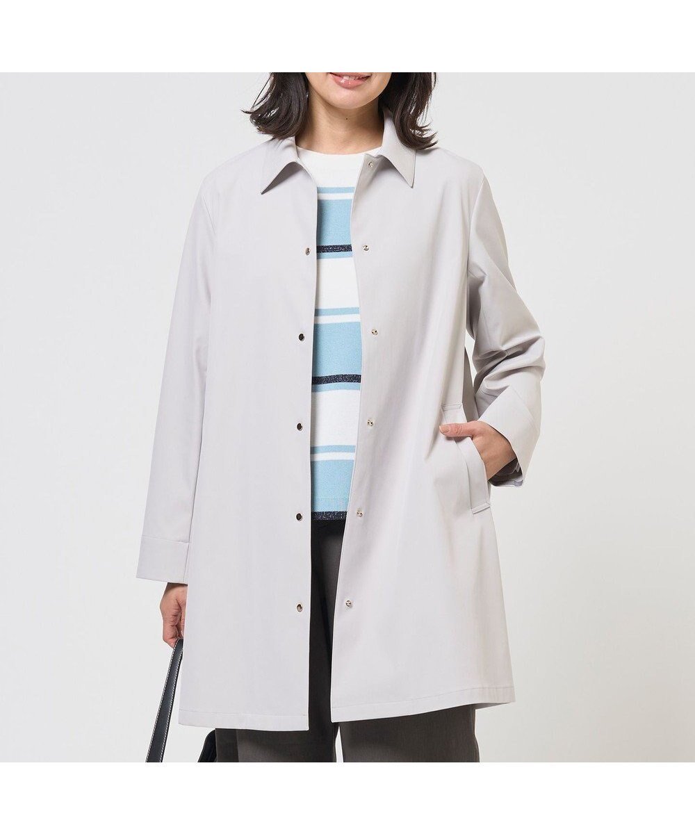 【ジェイ プレス/J.PRESS】のドライツイルストレッチ ステンカラー コート インテリア・キッズ・メンズ・レディースファッション・服の通販 founy(ファニー) 　ファッション　Fashion　レディースファッション　Fashion for Women　アウター　Coat / Outerwear Collection　コート・ロングコート・ピーコート　Long Coats, Peacoats & More　レディースジャケット・軽アウター　Jackets　インナー　Innerwear　春　Spring　ジャケット　Jacket, Outerwear　ストレッチ　Stretch, Stretchy Fabric　ドット　Polka Dot, Dot Pattern　フィット　Fit, Slim Fit　フロント　Front, Front Design　ロング　Long, Long-Length　S/S・春夏　SS, Spring/Summer, Warm Season　夏　Summer　エレガント 上品　Elegant　ライトグレー系|ID: prp329100004877414 ipo3291000000036383765