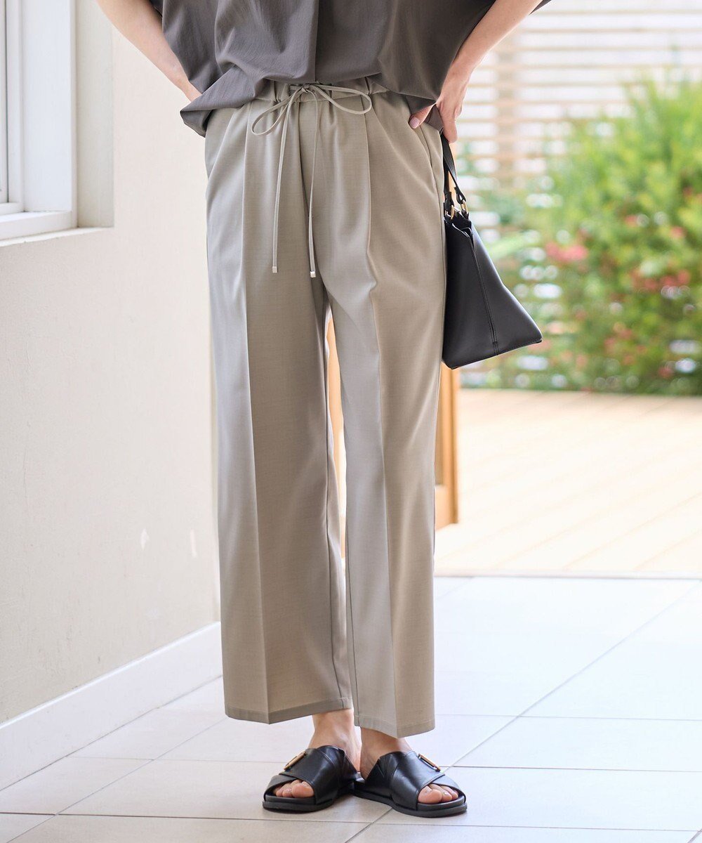 【エニー/ANY】の【セットアップ可】サラサラテックリネンパンツ インテリア・キッズ・メンズ・レディースファッション・服の通販 founy(ファニー) 　ファッション　Fashion　レディースファッション　Fashion for Women　セットアップ　Matching Sets　レディースパンツ・ボトムス　Pants & Trousers / Bottoms　春　Spring　サンダル　Sandals, Summer Shoes　セットアップ　Set-Up, Coordinated Outfit　センター　Center, Center Line　ドローストリング　Drawstring, Pull Cord　ボトム　Bottoms, Lower Wear　半袖　Short Sleeve, Half Sleeve　S/S・春夏　SS, Spring/Summer, Warm Season　おすすめ　Recommended / Our Picks　夏　Summer　グレージュ|ID: prp329100004877418 ipo3291000000036383785