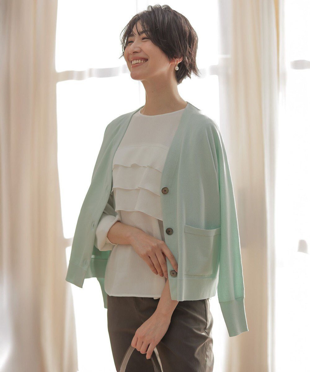 【ジェイ プレス/J.PRESS】の【洗える】Cotton Acetate ドルマンスリーブ カーディガン インテリア・キッズ・メンズ・レディースファッション・服の通販 founy(ファニー) 　ファッション　Fashion　レディースファッション　Fashion for Women　トップス・カットソー　Cut & Sew Tops　カーディガン・羽織り　Layered Style Cardigans　おすすめ　Recommended / Our Picks　カーディガン　Cardigan, Knitwear　コンパクト　Compact, Small Size　ドレープ　Drape, Draping Fabric　夏　Summer　春　Spring　S/S・春夏　SS, Spring/Summer, Warm Season　洗える　Machine Washable　ミント系|ID: prp329100004877424 ipo3291000000036383822