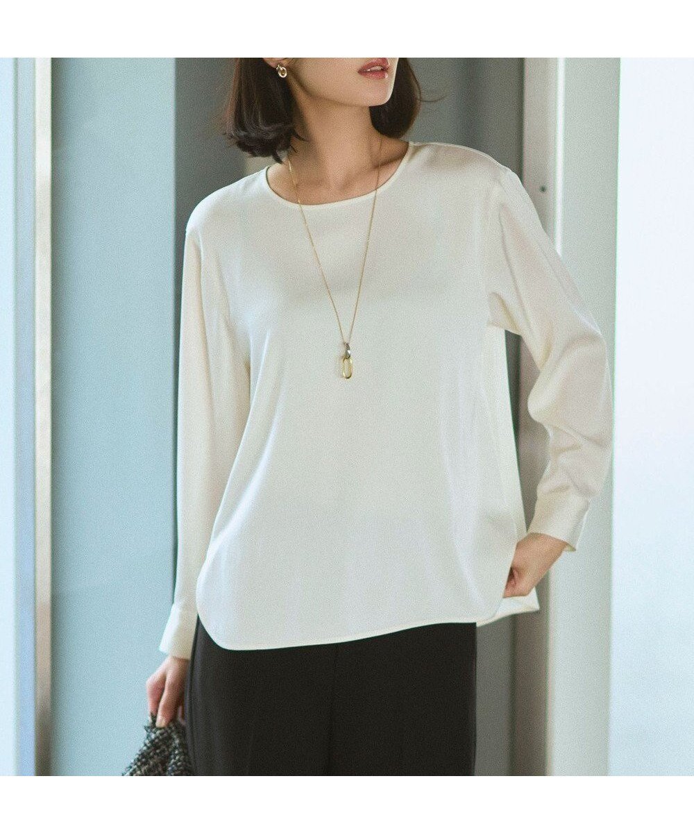 【23区/NIJYUSANKU】のカフスボタン サテンTEEブラウス 人気、トレンドファッション・服の通販 founy(ファニー) 　ファッション　Fashion　レディースファッション　Fashion for Women　トップス・カットソー　Cut & Sew Tops　シャツ・ブラウス・オフィスカジュアル　Elegant Blouses & Button-Ups　春　Spring　カフス　Cuff Design　サテン　Satin, Glossy Fabric　シルク　Silk, 100% Silk　シンプル　Simple, Minimal　ドレープ　Drape, Draping Fabric　ボトム　Bottoms, Lower Wear　S/S・春夏　SS, Spring/Summer, Warm Season　夏　Summer　エレガント 上品　Elegant　2026年　2026　 other-1|ID: prp329100004877425 ipo3291000000036383838