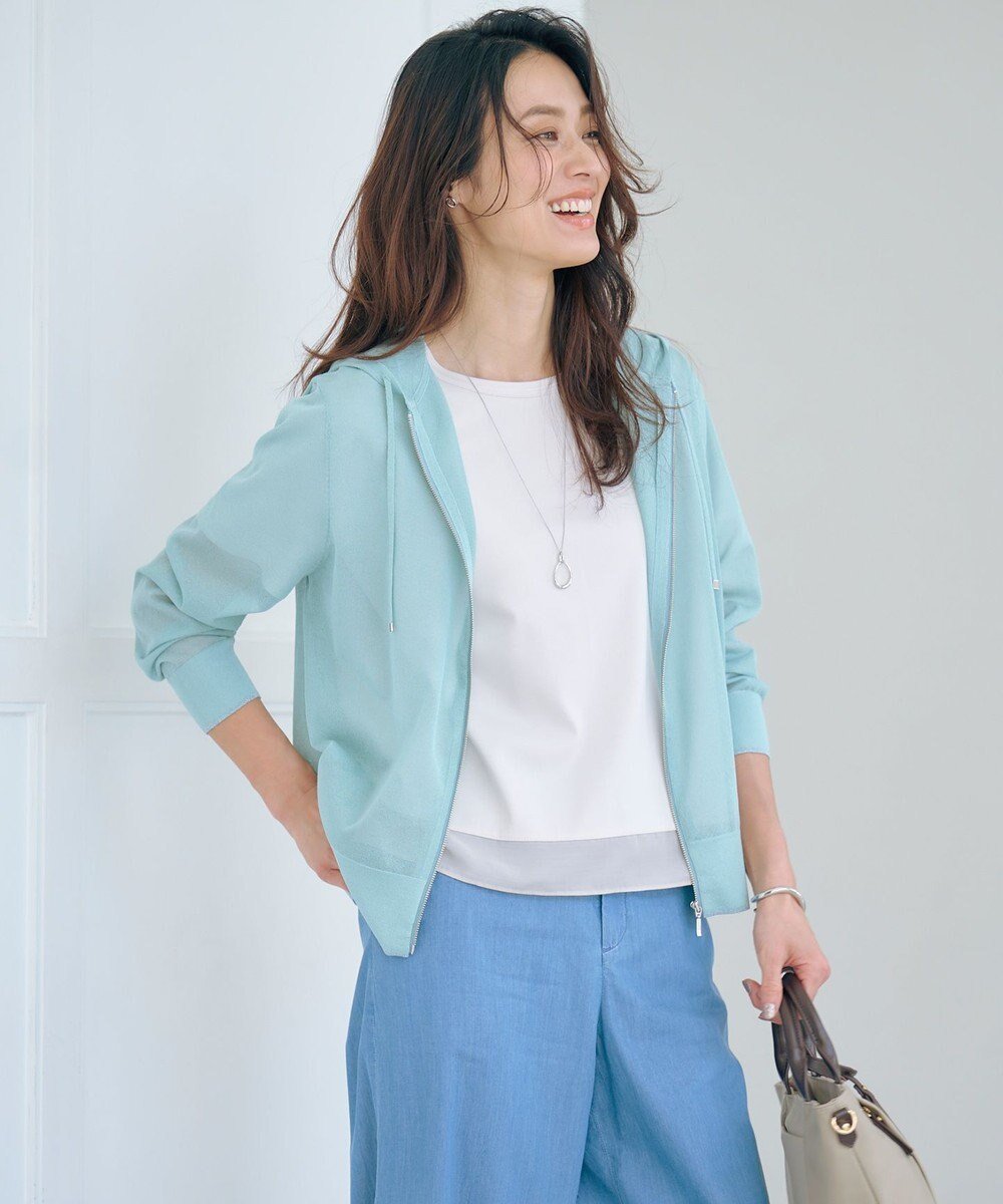 【ジェイ プレス/J.PRESS】の【WEB限定カラーあり・洗える】SHEER LIGHT KNIT ラメ パーカー インテリア・キッズ・メンズ・レディースファッション・服の通販 founy(ファニー) ファッション Fashion レディースファッション Fashion for Women トップス・カットソー Cut & Sew Tops ニット Knit Tops & Sweaters レディースパーカー・カジュアルフーディー Casual Hoodies & Sweatshirts 春 Spring 洗える Machine Washable シアー Sheer, See-Through シルク Silk, 100% Silk ドレープ Drape, Draping Fabric パーカー Hoodie, Parka S/S・春夏 SS, Spring/Summer, Warm Season 夏 Summer エレガント 上品 Elegant アクアグリーン系|ID: prp329100004877855 ipo3291000000036387763