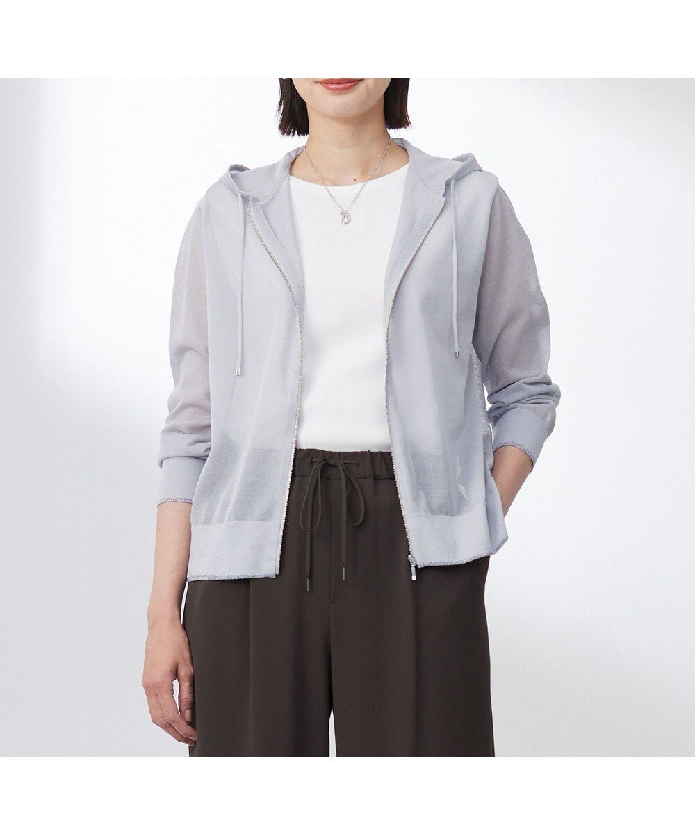 【ジェイ プレス/J.PRESS】の【WEB限定カラーあり・洗える】SHEER LIGHT KNIT ラメ パーカー インテリア・キッズ・メンズ・レディースファッション・服の通販 founy(ファニー) ファッション Fashion レディースファッション Fashion for Women トップス・カットソー Cut & Sew Tops ニット Knit Tops & Sweaters レディースパーカー・カジュアルフーディー Casual Hoodies & Sweatshirts 春 Spring 洗える Machine Washable シアー Sheer, See-Through シルク Silk, 100% Silk ドレープ Drape, Draping Fabric パーカー Hoodie, Parka S/S・春夏 SS, Spring/Summer, Warm Season 夏 Summer エレガント 上品 Elegant 【WEB限定カラー】グレイッシュブルー系|ID: prp329100004877855 ipo3291000000036387767