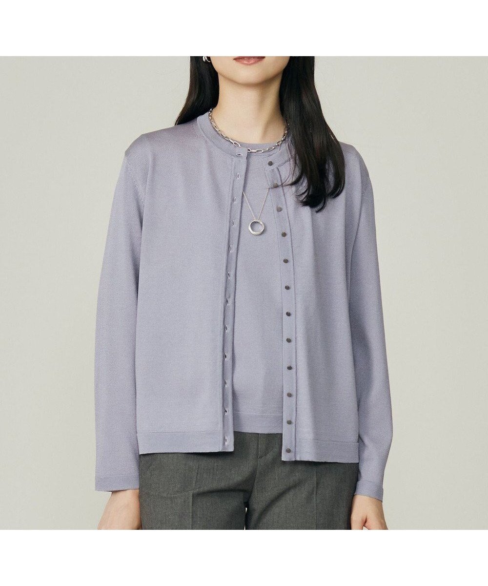 【自由区/JIYU-KU】の【アンサンブル対応】アセテートコットン カーディガン インテリア・キッズ・メンズ・レディースファッション・服の通販 founy(ファニー) 　ファッション　Fashion　レディースファッション　Fashion for Women　トップス・カットソー　Cut & Sew Tops　カーディガン・羽織り　Layered Style Cardigans　アンサンブルニット　Knit Ensembles & Twin Sets　おすすめ　Recommended / Our Picks　アクセサリー　Fashion Accessories　アンサンブル　Ensemble Set　カーディガン　Cardigan, Knitwear　クラシック　Classic, Timeless Style　シンプル　Simple, Minimal　ドロップ　Drop Shoulder, Dropped Style　ベーシック　Basic, Essential　メタル　Metal, Metal Parts　リラックス　Relax, Relaxed Fit　エレガント 上品　Elegant　A/W・秋冬　Autumn/Winter　モーヴ|ID: prp329100004877872 ipo3291000000036387906