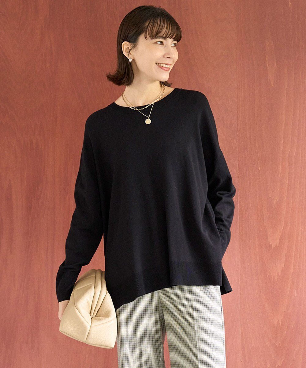 【アンフィーロ 自由区/UNFILO】のマイビューティニット クルーネック インテリア・キッズ・メンズ・レディースファッション・服の通販 founy(ファニー) ファッション Fashion レディースファッション Fashion for Women トップス・カットソー Cut & Sew Tops ニット Knit Tops & Sweaters ウォッシャブル Machine Washable カーディガン Cardigan, Knitwear 抗菌 Antibacterial, Bacteria-Resistant セーター Sweater, Knitwear タートルネック Turtleneck, High Neck 人気 Popular, Best Seller ヘムライン Hemline, Bottom Cut ペプラム Peplum, Flared Hem リラックス Relax, Relaxed Fit ワイド Wide, Wide Fit A/W・秋冬 Autumn/Winter ブラック|ID: prp329100004877903 ipo3291000000036388185