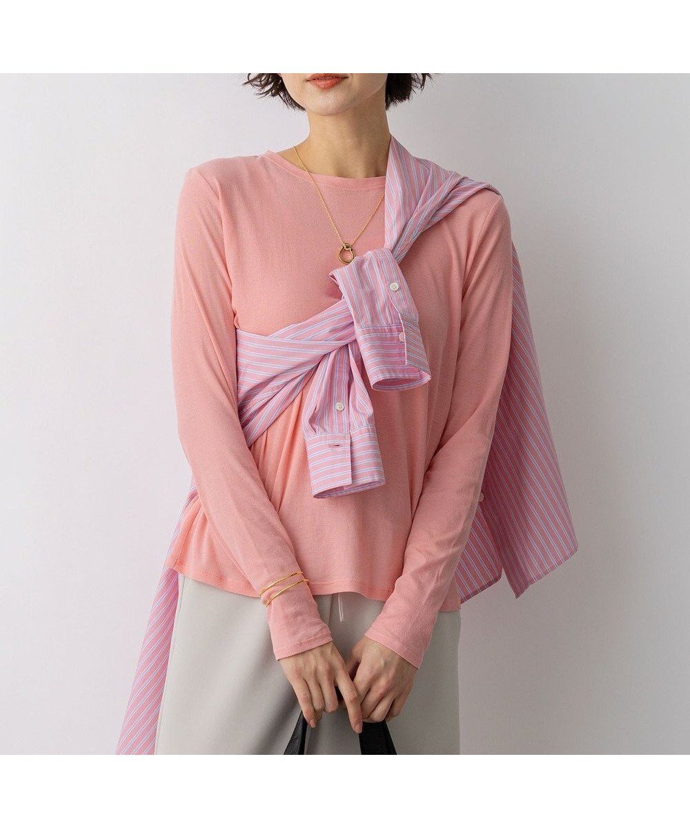 【23区/NIJYUSANKU】の【見上愛さん着用】シアーフライス レイヤード ロンTEE インテリア・キッズ・メンズ・レディースファッション・服の通販 founy(ファニー) 　ファッション　Fashion　レディースファッション　Fashion for Women　トップス・カットソー　Cut & Sew Tops　シャツ・ブラウス・オフィスカジュアル　Elegant Blouses & Button-Ups　ロングTシャツ・Tシャツ　Longline T-Shirts & Tees　カットソー・ベーシックTシャツ　Cut-and-Sewn Tops / Stretch Tees & Basics　イエロー　Yellow　インナー　Innerwear　春　Spring　カットソー　Cut and Sewn Top　カーディガン　Cardigan, Knitwear　コンパクト　Compact, Small Size　シアー　Sheer, See-Through　シンプル　Simple, Minimal　ジャケット　Jacket, Outerwear　トレンド　Trend, Trending Now　長袖　Long Sleeve, Full Sleeve　ベーシック　Basic, Essential　S/S・春夏　SS, Spring/Summer, Warm Season　夏　Summer　エレガント 上品　Elegant　2026年　2026　ピンク系|ID: prp329100004879264 ipo3291000000036408389