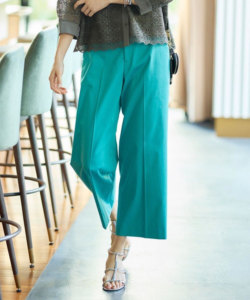 【自由区/JIYU-KU】の【カタログ掲載・定番人気・新色追加】コットンサテンクロップド丈ワイドストレート パンツ インテリア・キッズ・メンズ・レディースファッション・服の通販 founy(ファニー) 　ファッション　Fashion　レディースファッション　Fashion for Women　パンツ　Pants & Trousers　クロップド　Cropped, Short Length　サテン　Satin, Glossy Fabric　ジャケット　Jacket, Outerwear　ストレッチ　Stretch, Stretchy Fabric　ストレート　Straight, Straight Cut　ワイド　Wide, Wide Fit　人気　Popular, Best Seller　ビジネス 仕事 通勤　Business / Work / Commuting　夏　Summer　定番　Standard, Basic Item　春　Spring　S/S・春夏　SS, Spring/Summer, Warm Season　[新色]ピーコックグリーン系|ID: prp329100004880071 ipo3291000000036416109