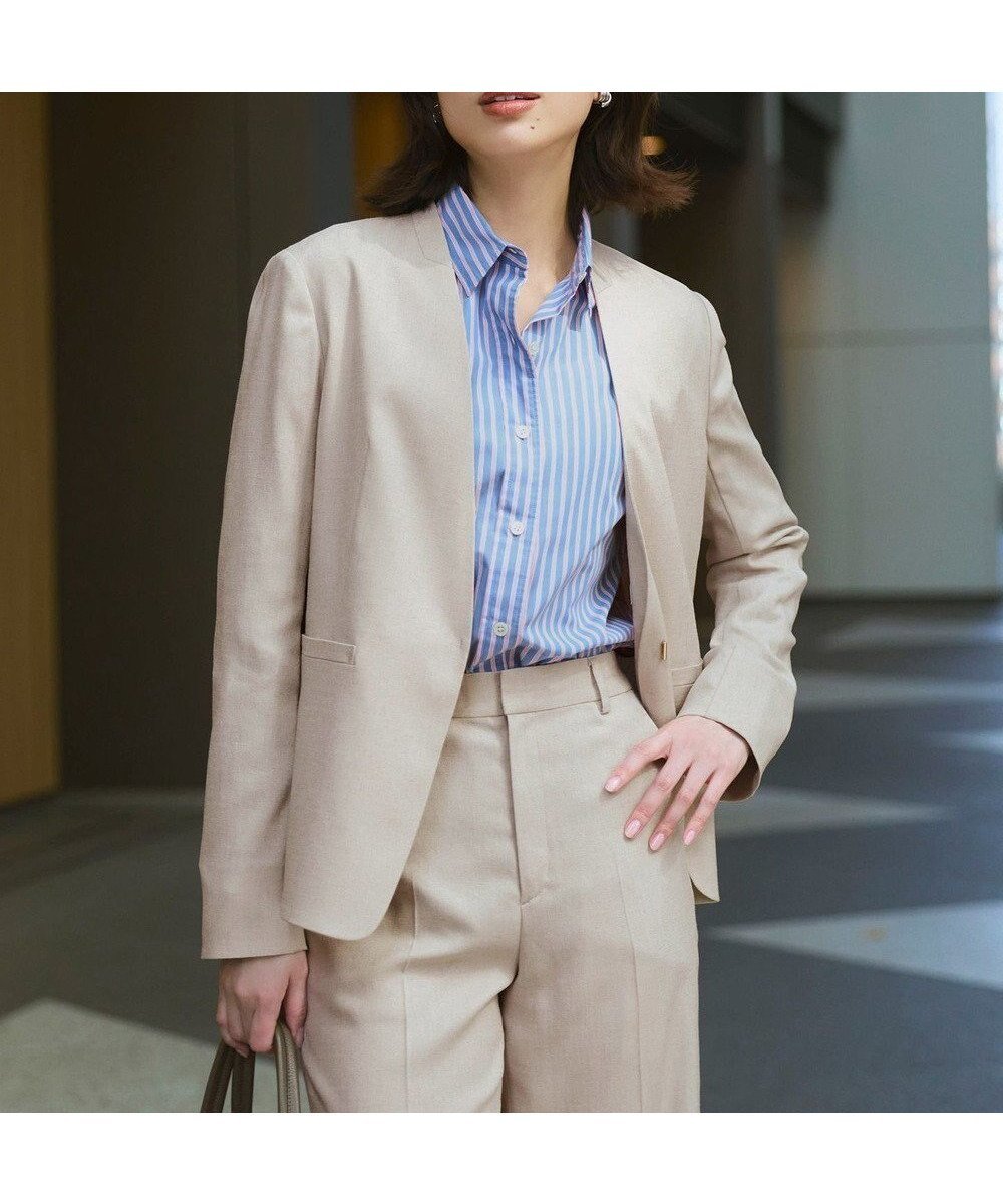 【23区/NIJYUSANKU】のアイアスマットストレッチ ノーカラージャケット 人気、トレンドファッション・服の通販 founy(ファニー) 　ファッション　Fashion　レディースファッション　Fashion for Women　アウター　Coat / Outerwear Collection　レディースジャケット・軽アウター　Jackets　ノーカラージャケット / シンプル上品コーデ　Collarless Jackets　春　Spring　ジャケット　Jacket, Outerwear　ストレッチ　Stretch, Stretchy Fabric　セットアップ　Set-Up, Coordinated Outfit　テーパード　Tapered, Tapered Pants　デニム　Denim, Jeans Material　ワイド　Wide, Wide Fit　S/S・春夏　SS, Spring/Summer, Warm Season　おすすめ　Recommended / Our Picks　夏　Summer　エレガント 上品　Elegant　ビジネス 仕事 通勤　Business / Work / Commuting　2026年　2026　 other-1|ID: prp329100004880074 ipo3291000000036416326