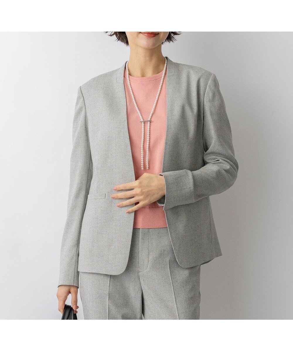【23区/NIJYUSANKU】のアイアスマットストレッチ ノーカラージャケット インテリア・キッズ・メンズ・レディースファッション・服の通販 founy(ファニー) 　ファッション　Fashion　レディースファッション　Fashion for Women　アウター　Coat / Outerwear Collection　レディースジャケット・軽アウター　Jackets　ノーカラージャケット / シンプル上品コーデ　Collarless Jackets　春　Spring　ジャケット　Jacket, Outerwear　ストレッチ　Stretch, Stretchy Fabric　セットアップ　Set-Up, Coordinated Outfit　テーパード　Tapered, Tapered Pants　デニム　Denim, Jeans Material　ワイド　Wide, Wide Fit　S/S・春夏　SS, Spring/Summer, Warm Season　おすすめ　Recommended / Our Picks　夏　Summer　エレガント 上品　Elegant　ビジネス 仕事 通勤　Business / Work / Commuting　2026年　2026　ライトグレー系|ID: prp329100004880074 ipo3291000000036416330