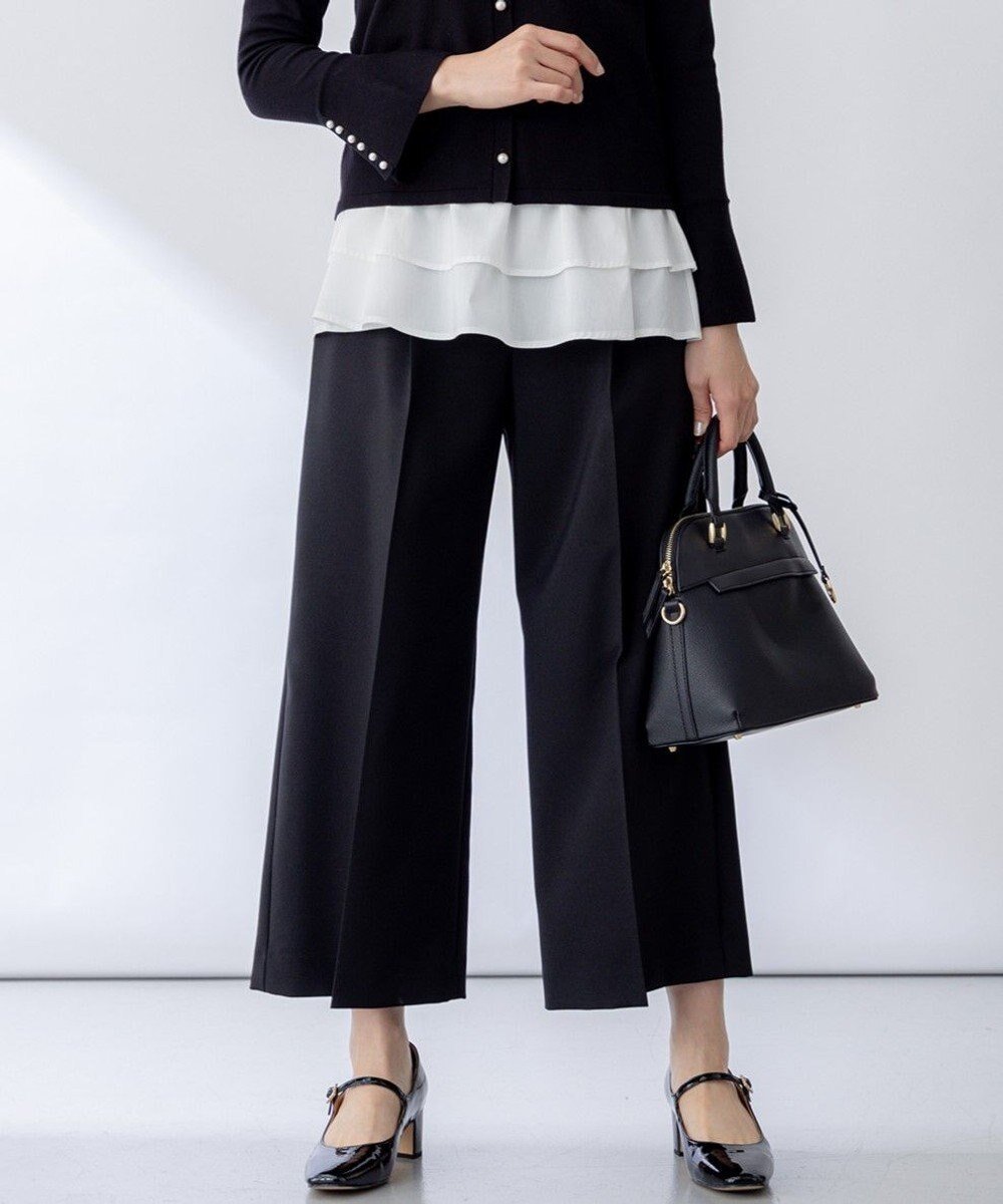 【組曲/KUMIKYOKU】の【ストレッチ・イージーケア】オシャクロス ガウチョパンツ インテリア・キッズ・メンズ・レディースファッション・服の通販 founy(ファニー) 　ファッション　Fashion　レディースファッション　Fashion for Women　パンツ　Pants & Trousers　ガウチョパンツ　Gaucho Pants, Culottes　クロップド　Cropped, Short Length　ジャケット　Jacket, Outerwear　ストレッチ　Stretch, Stretchy Fabric　スマート　Smart, Elegant　A/W・秋冬　Autumn/Winter　S/S・春夏　SS, Spring/Summer, Warm Season　おすすめ　Recommended / Our Picks　夏　Summer　エレガント 上品　Elegant　ブラック系|ID: prp329100004880093 ipo3291000000036416807