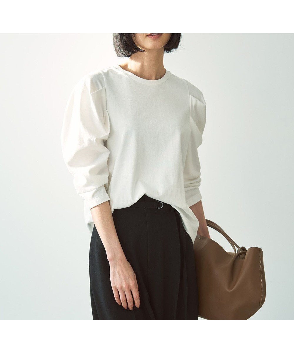 【アンフィーロ 自由区/UNFILO】のタックスリーブT インテリア・キッズ・メンズ・レディースファッション・服の通販 founy(ファニー) ファッション Fashion レディースファッション Fashion for Women トップス・カットソー Cut & Sew Tops シャツ・ブラウス・オフィスカジュアル Elegant Blouses & Button-Ups ロングTシャツ・Tシャツ Longline T-Shirts & Tees カットソー・ベーシックTシャツ Cut-and-Sewn Tops / Stretch Tees & Basics カットソー Cut and Sewn Top シンプル Simple, Minimal ストレッチ Stretch, Stretchy Fabric スリーブ Sleeve, Long Sleeve / Short Sleeve 夏 Summer 抗菌 Antibacterial, Bacteria-Resistant 春 Spring S/S・春夏 SS, Spring/Summer, Warm Season ホワイト|ID: prp329100004880099 ipo3291000000036416923