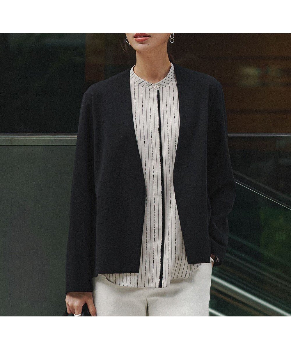 【アイシービー/iCB】のナイロンストレッチポンチ ノーカラージャケット インテリア・キッズ・メンズ・レディースファッション・服の通販 founy(ファニー) ファッション Fashion レディースファッション Fashion for Women アウター Coat / Outerwear Collection レディースジャケット・軽アウター Jackets ノーカラージャケット / シンプル上品コーデ Collarless Jackets 春 Spring カットソー Cut and Sewn Top カーディガン Cardigan, Knitwear ジャケット Jacket, Outerwear ストレッチ Stretch, Stretchy Fabric セットアップ Set-Up, Coordinated Outfit フレア Flare, Flared S/S・春夏 SS, Spring/Summer, Warm Season 夏 Summer エレガント 上品 Elegant セレモニー Ceremony 2026年 2026 ブラック|ID: prp329100004880102 ipo3291000000036417007