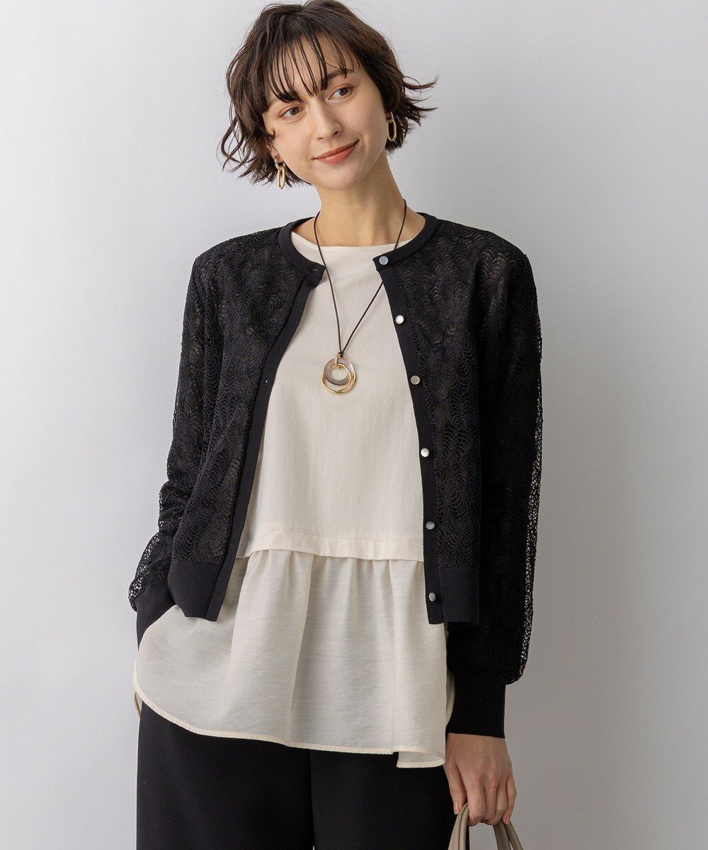 【23区/NIJYUSANKU】のラッセルレース ニット カーディガン インテリア・キッズ・メンズ・レディースファッション・服の通販 founy(ファニー) ファッション Fashion レディースファッション Fashion for Women トップス・カットソー Cut & Sew Tops ニット Knit Tops & Sweaters カーディガン・羽織り Layered Style Cardigans 春 Spring カットソー Cut and Sewn Top カーディガン Cardigan, Knitwear デニム Denim, Jeans Material フェミニン Feminine, Girly フロント Front, Front Design ベーシック Basic, Essential ボトム Bottoms, Lower Wear モチーフ Motif, Design Theme ラッセル Raschel, Raschel Lace レース Lace, Lace Fabric S/S・春夏 SS, Spring/Summer, Warm Season おすすめ Recommended / Our Picks 夏 Summer エレガント 上品 Elegant 2026年 2026 ブラック系|ID: prp329100004880103 ipo3291000000036417028
