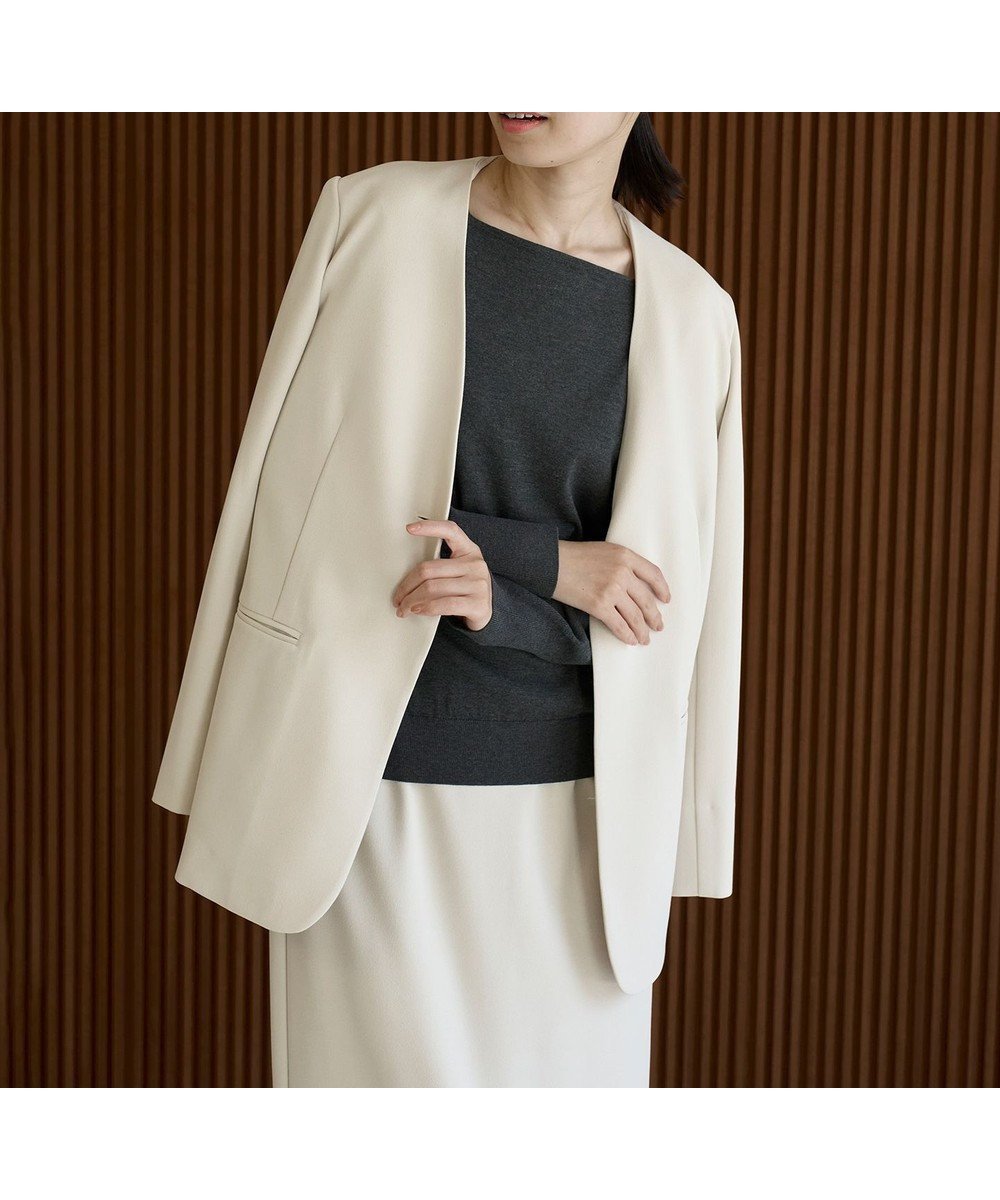 【アンフィーロ 自由区/UNFILO】の【セレモニー】BEAUTY MOVE ノーカラージャケット インテリア・キッズ・メンズ・レディースファッション・服の通販 founy(ファニー) 　ファッション　Fashion　レディースファッション　Fashion for Women　アウター　Coat / Outerwear Collection　レディースジャケット・軽アウター　Jackets　ノーカラージャケット / シンプル上品コーデ　Collarless Jackets　ウォッシャブル　Machine Washable　春　Spring　吸水　Absorbent, Quick-Dry　ジャケット　Jacket, Outerwear　ジョーゼット　Georgette, Semi-Sheer Fabric　ストレッチ　Stretch, Stretchy Fabric　セットアップ　Set-Up, Coordinated Outfit　フラット　Flat, Flat Shoes　楽ちん　Easy Fit, Comfortable　A/W・秋冬　Autumn/Winter　S/S・春夏　SS, Spring/Summer, Warm Season　夏　Summer　エレガント 上品　Elegant　セレモニー　Ceremony　新作・新入荷　New Arrivals / New In　ビジネス 仕事 通勤　Business / Work / Commuting　アイボリー|ID: prp329100004881114 ipo3291000000036432662