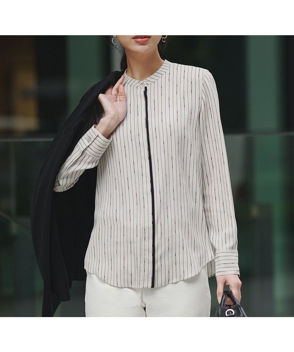 【アイシービー/iCB】の【新色追加・WEB限定カラーあり】BackSatinAmunzen バンドカラーブラウス 人気、トレンドファッション・服の通販 founy(ファニー) 　ファッション　Fashion　レディースファッション　Fashion for Women　トップス・カットソー　Cut & Sew Tops　シャツ・ブラウス・オフィスカジュアル　Elegant Blouses & Button-Ups　インナー　Innerwear　サテン　Satin, Glossy Fabric　ストライプ　Stripe, Striped Pattern　スーツ　Suit, Formalwear　チェーン　Chain, Chain Strap　定番　Standard, Basic Item　人気　Popular, Best Seller　ハイネック　High Neck, Mock Neck　プリント　Print, Printed Pattern　A/W・秋冬　Autumn/Winter　セレモニー　Ceremony　ビジネス 仕事 通勤　Business / Work / Commuting　2025年　2025　2025-2026秋冬・A/W　Autumn/Winter 2025–26 AW25–26　 other-1|ID: prp329100004881158 ipo3291000000036432936