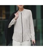 【アイシービー/iCB】の【新色追加・WEB限定カラーあり】BackSatinAmunzen バンドカラーブラウス トープベース×ストライプチェーン柄|ID: prp329100004881158 ipo3291000000036432939